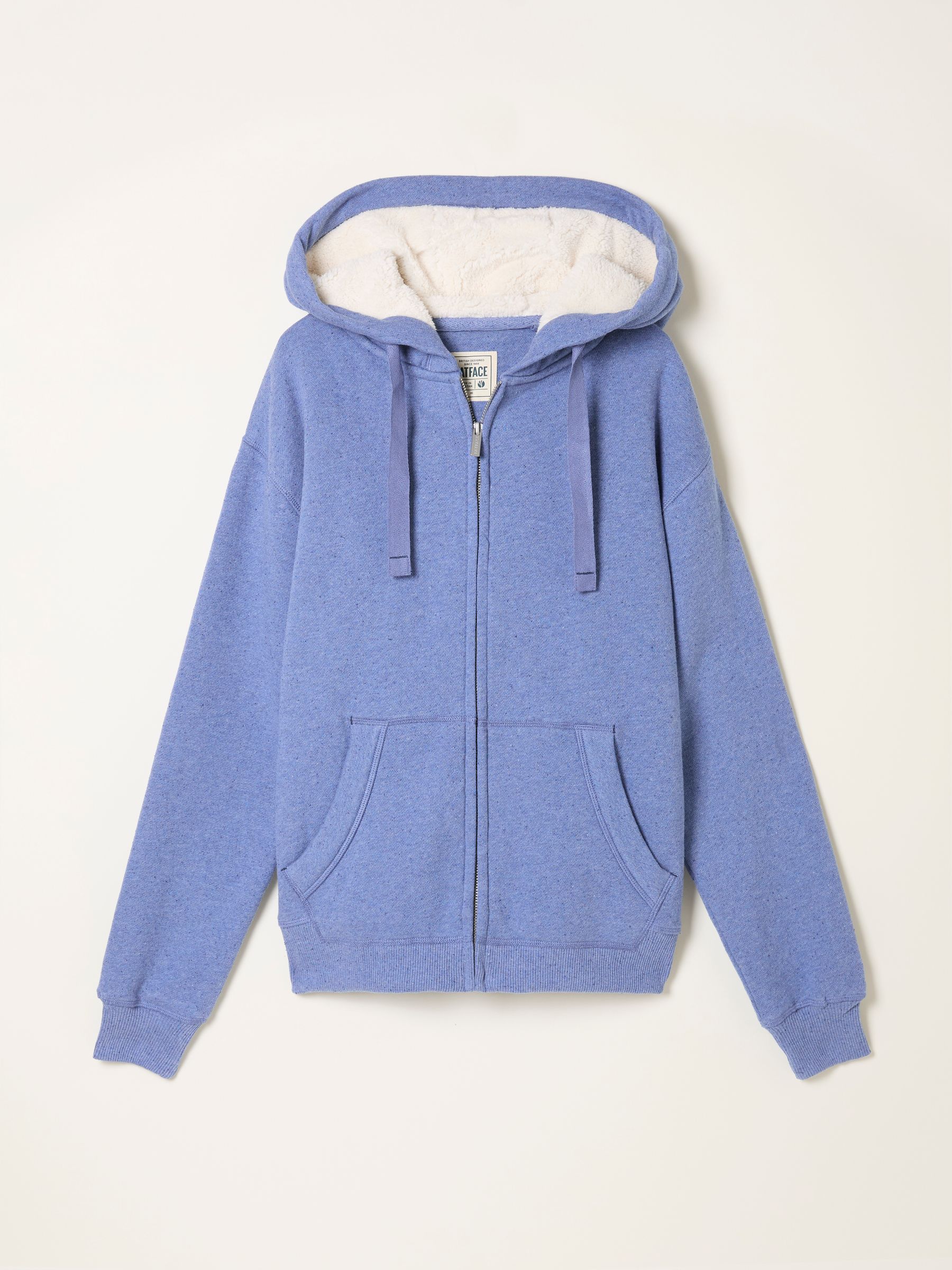 Amy Pale Blue Borg Lined Zip Through Hoodie | FatFace USA