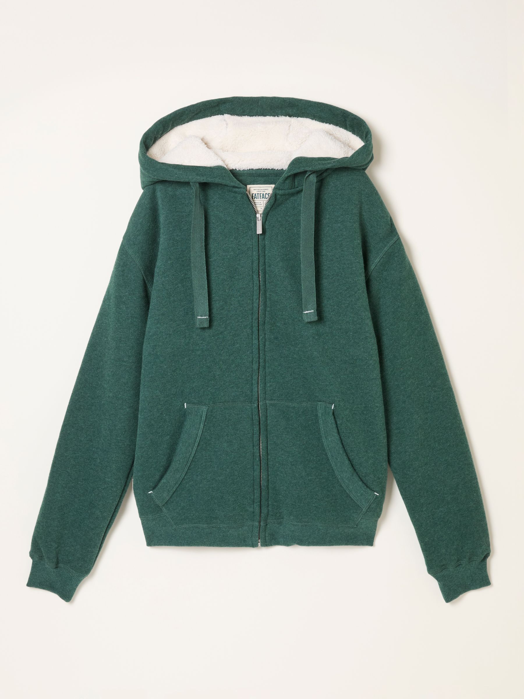 Amy Dark Teal Green Borg Lined Zip Through Hoodie - Image 5 of 5