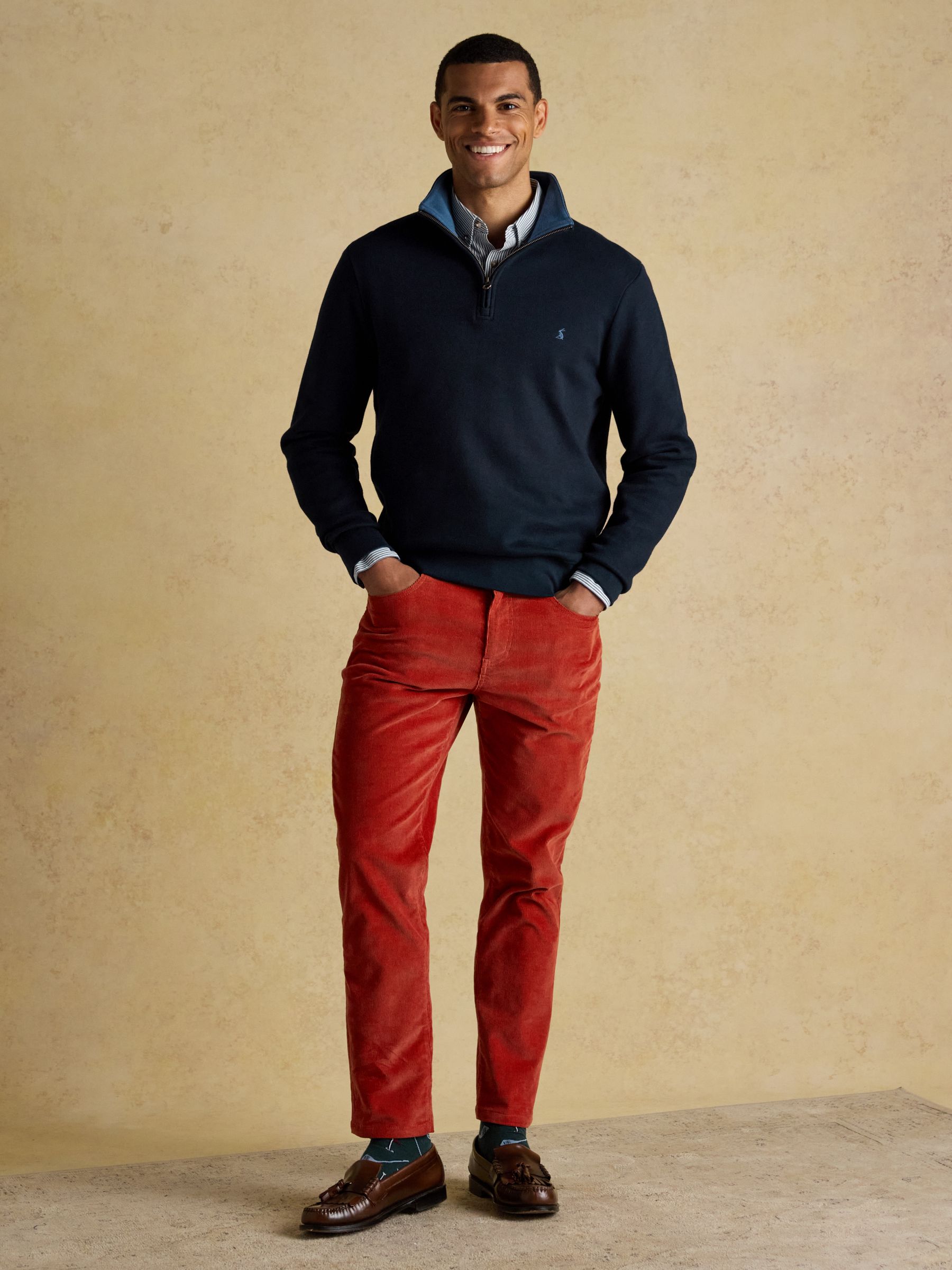 Navy Alistair French Ribbed Knit Quarter Zip Sweatshirt - Image 3 of 8