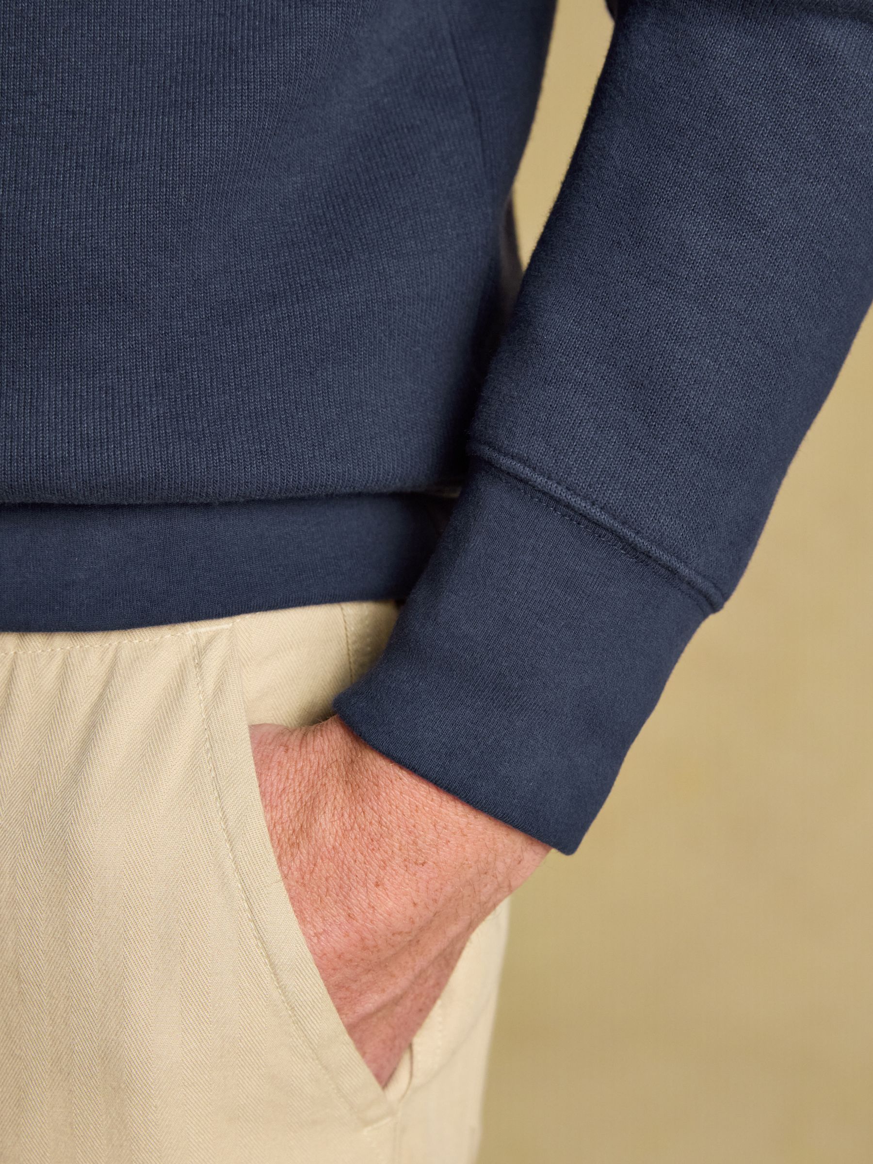 Alistair Navy French Ribbed Quarter Zip Sweatshirt | Joules