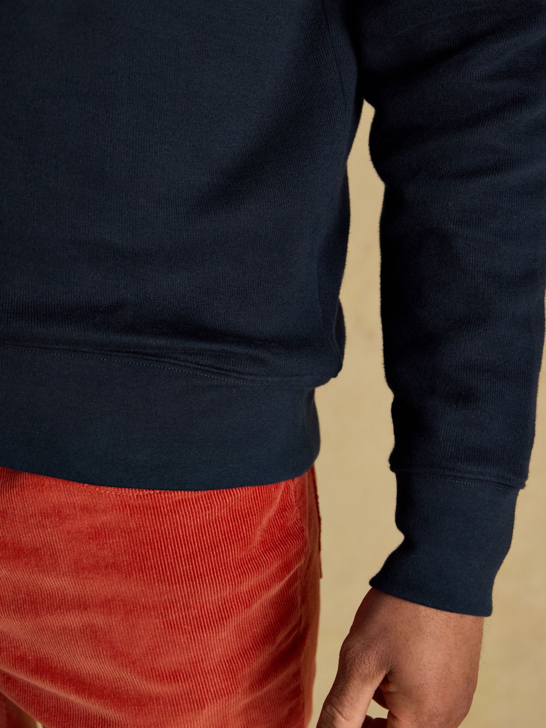 Navy Alistair French Ribbed Knit Quarter Zip Sweatshirt - Image 6 of 8