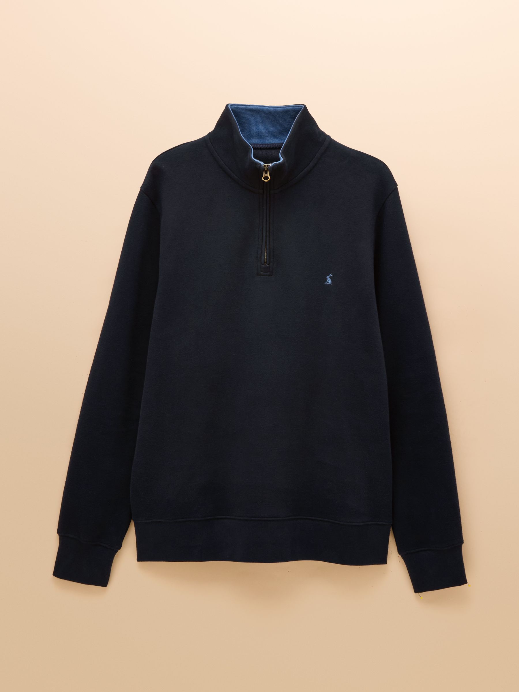 Navy Alistair French Ribbed Knit Quarter Zip Sweatshirt - Image 8 of 8
