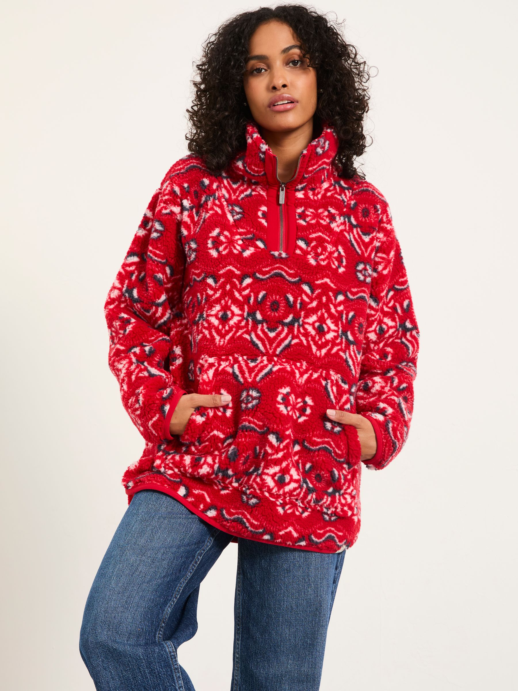 Red Shelter Printed Half Neck Fleece - Image 1 of 5
