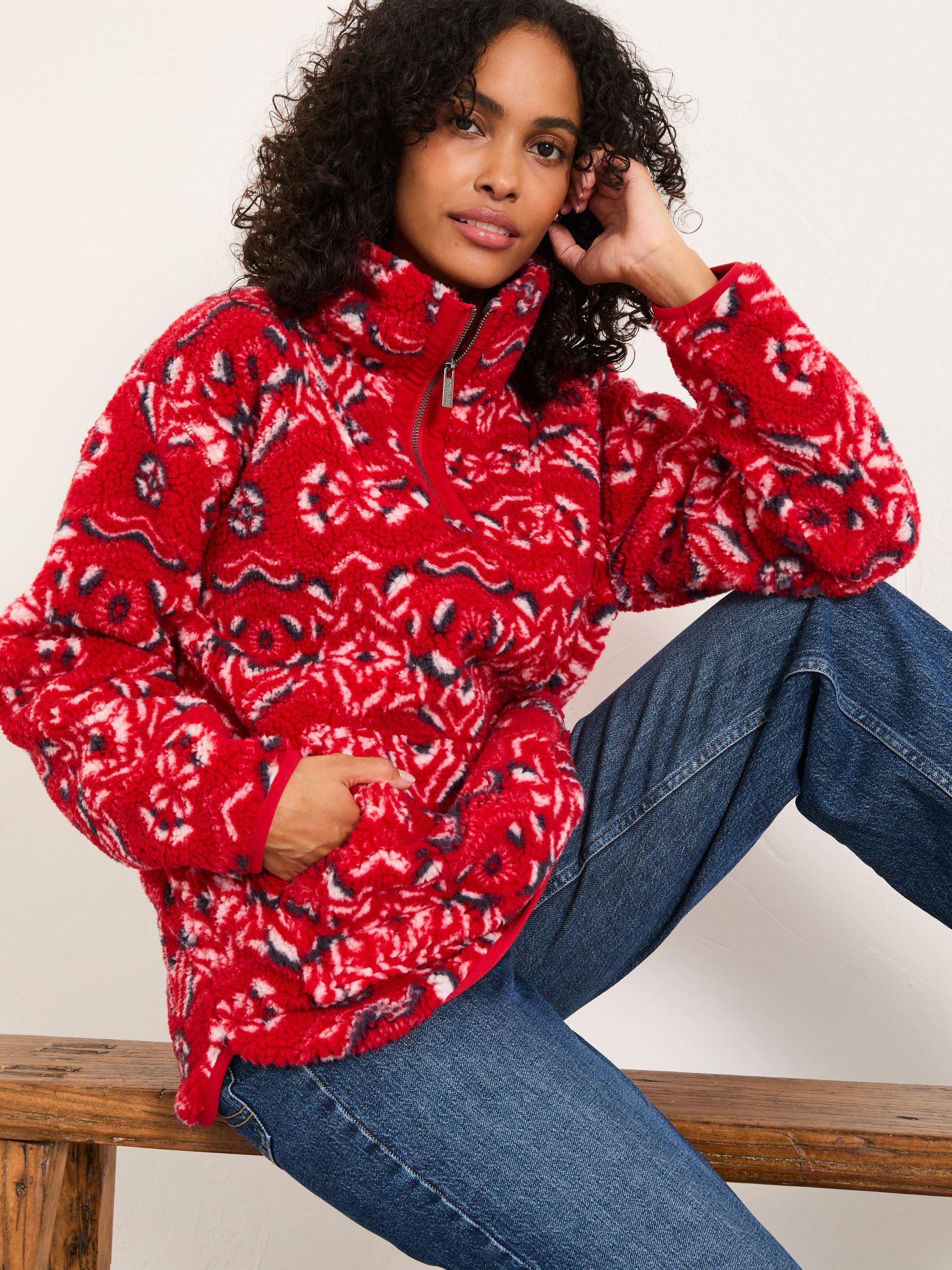 Red Shelter Printed Half Neck Fleece - Image 3 of 5