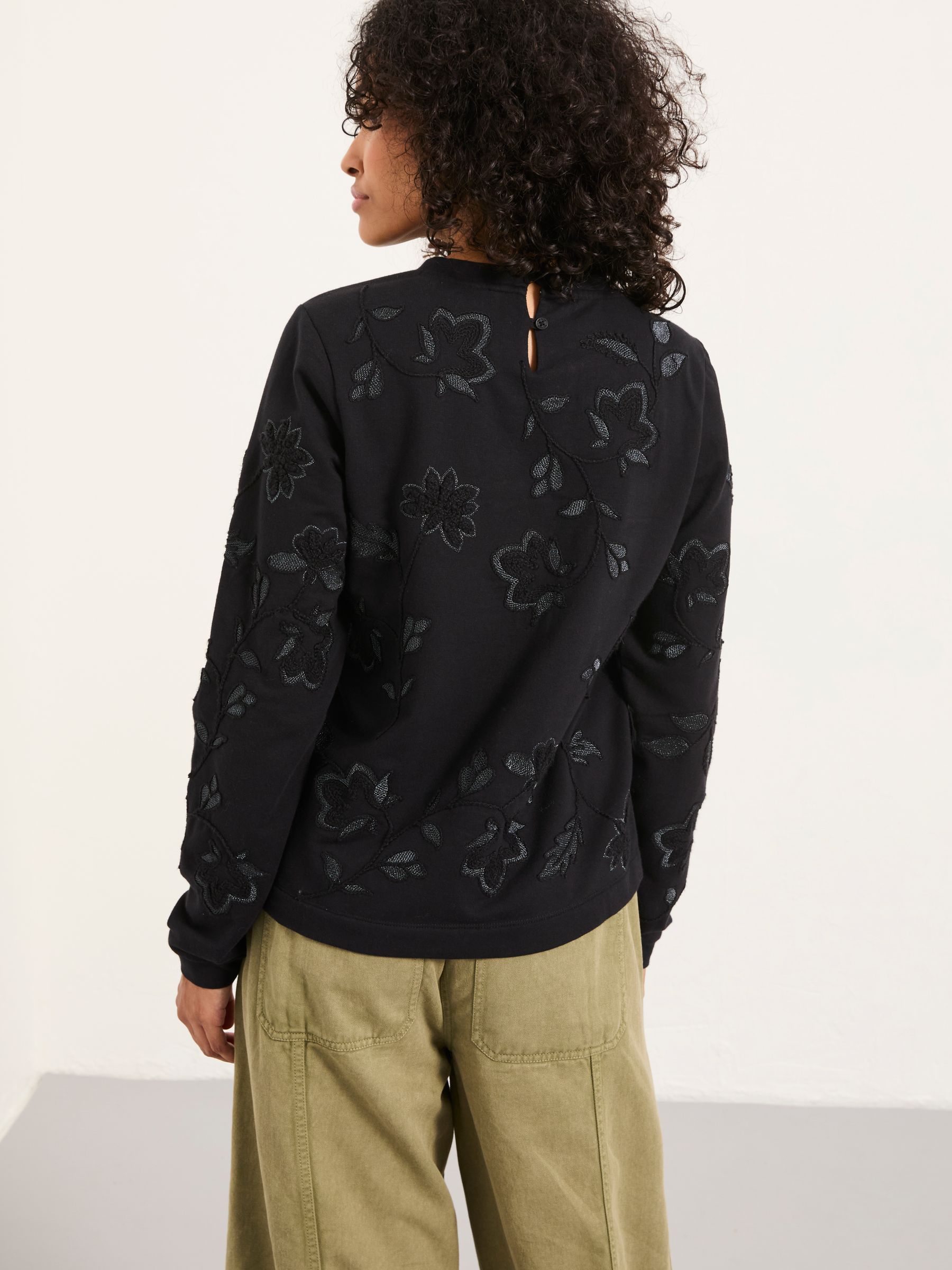 Black Embroidered Crew Sweatshirt - Image 2 of 6