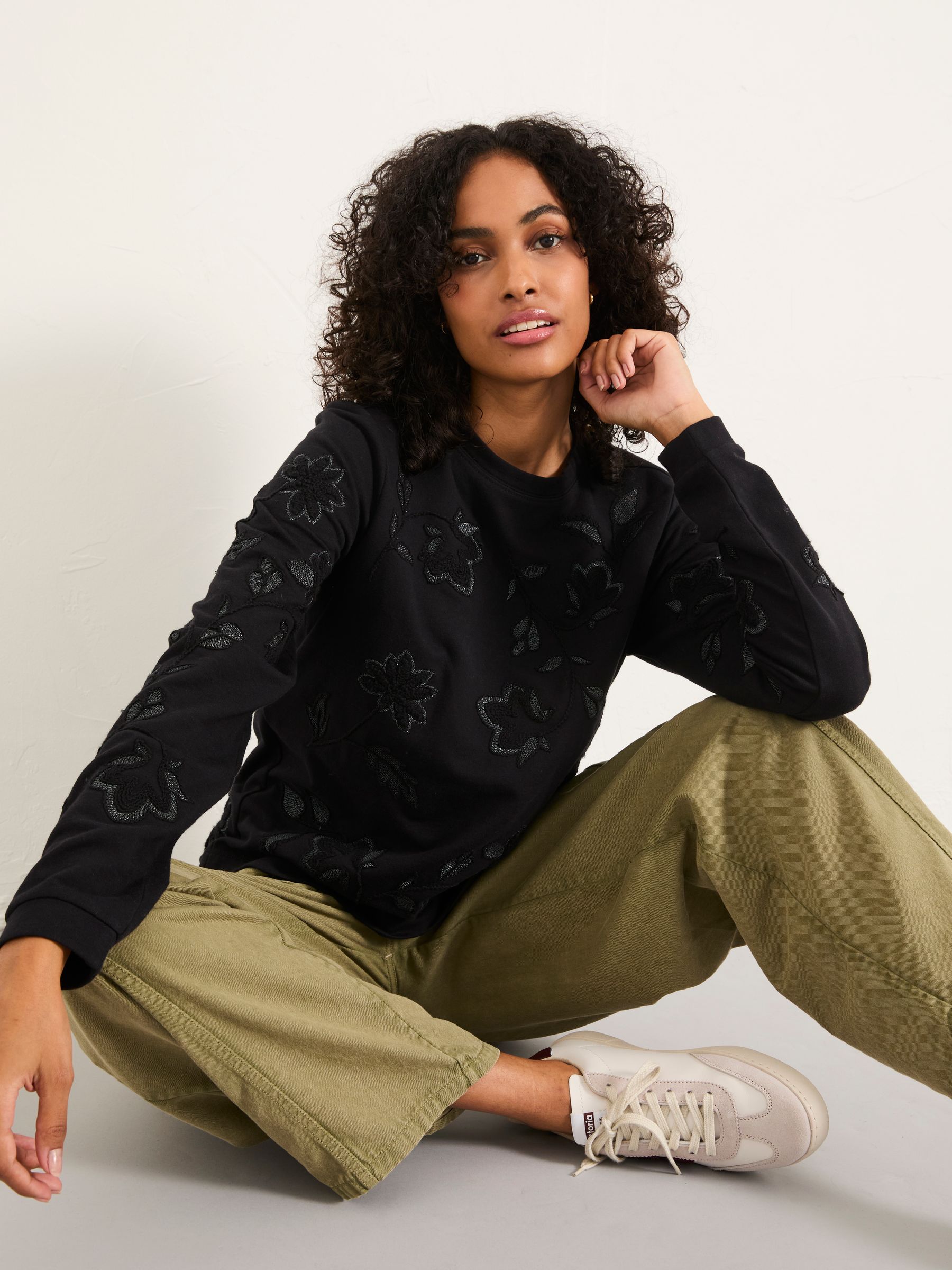 Black Embroidered Crew Sweatshirt - Image 4 of 6