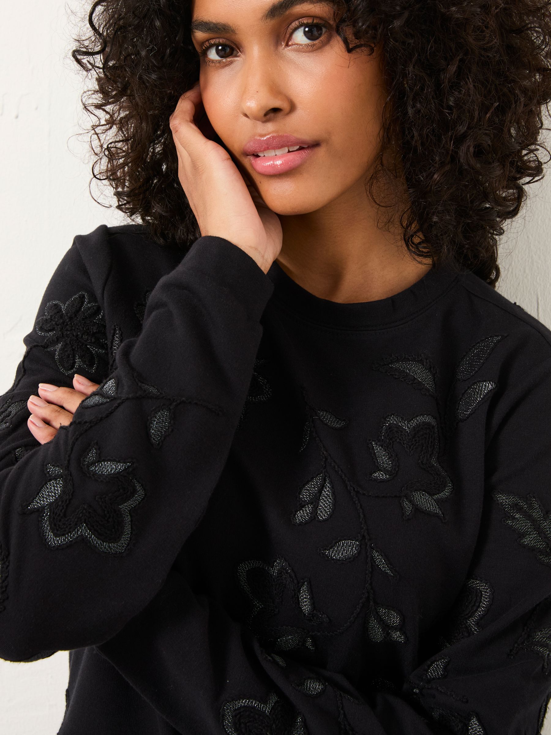 Black Embroidered Crew Sweatshirt - Image 5 of 6