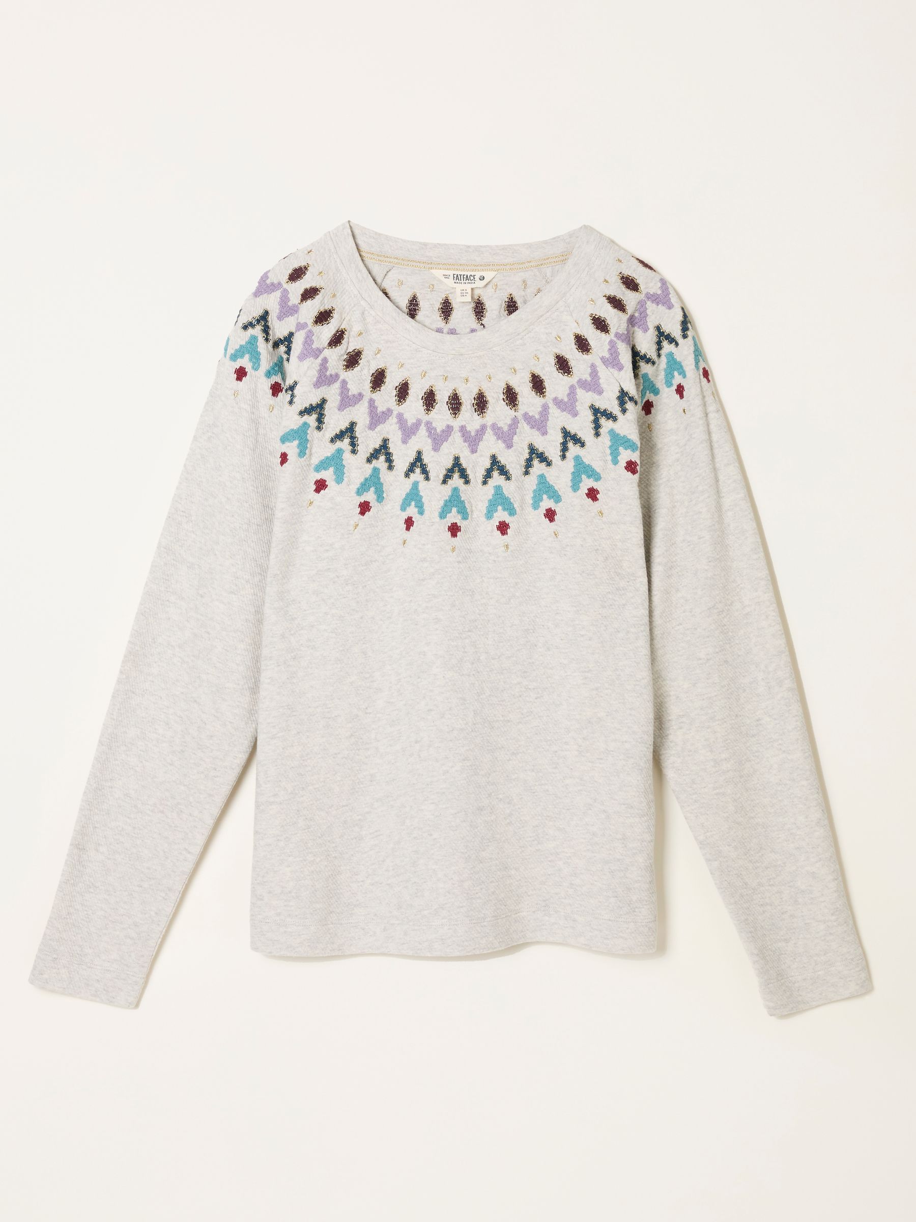 Grey Embroidered Fairisle Crew Sweatshirt - Image 5 of 5