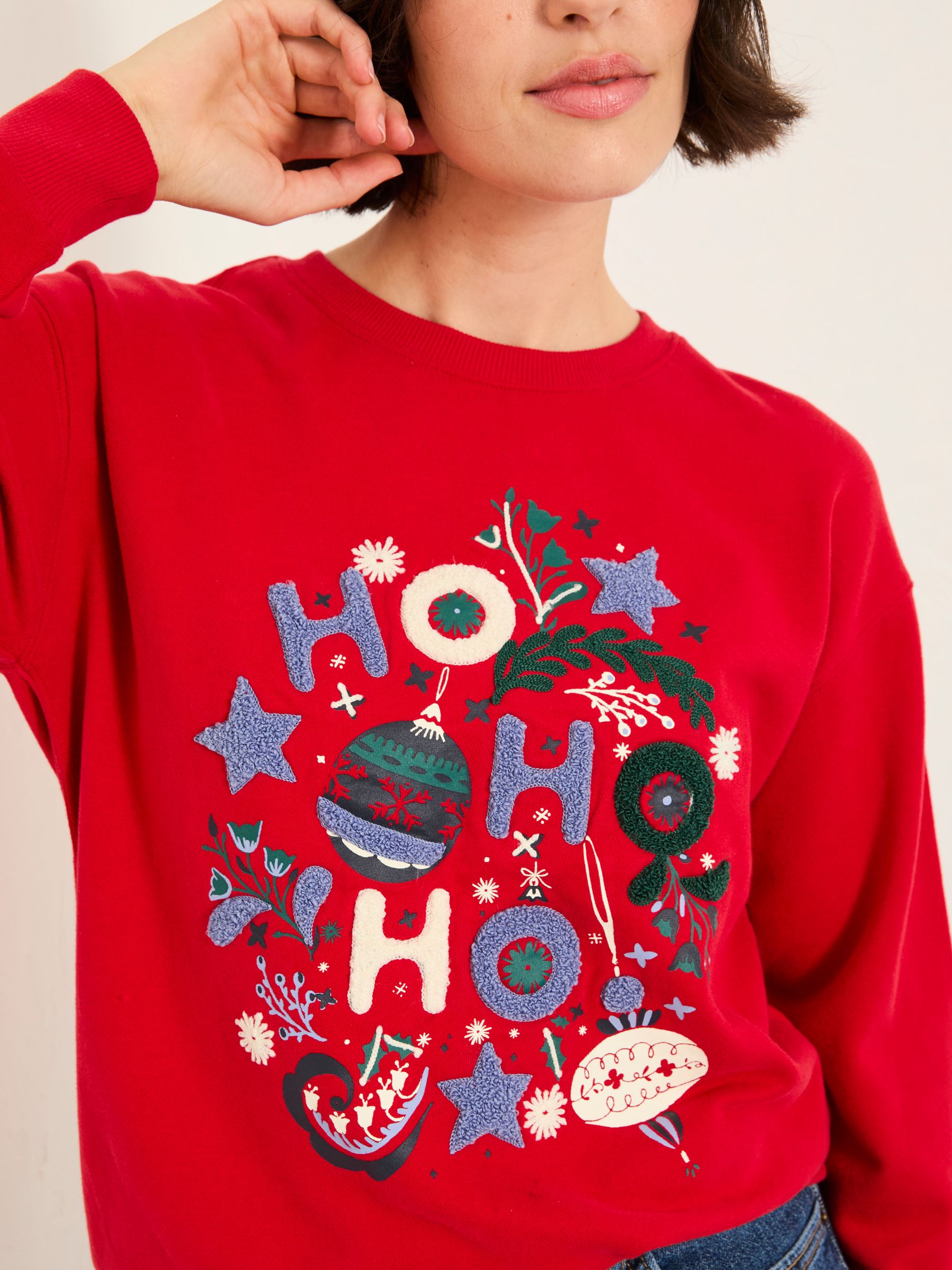 Georgia Red Festive Graphic Crew Sweatshirt | FatFace USA
