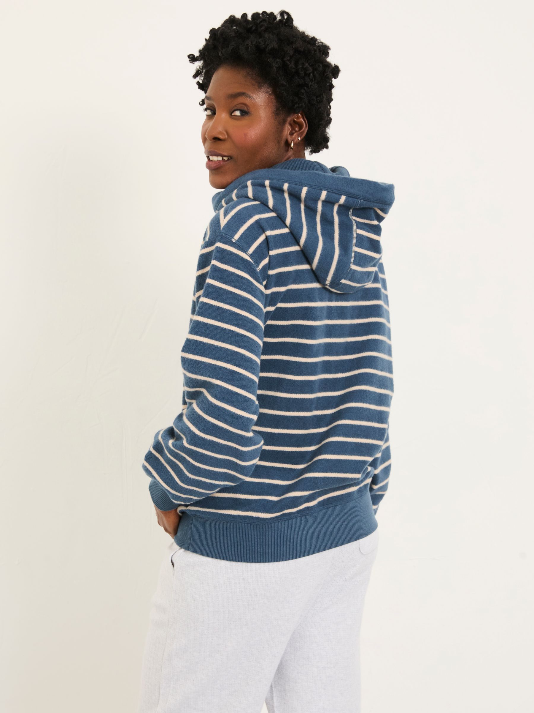 Imogen Navy Stripe Overhead Hoodie | FatFace