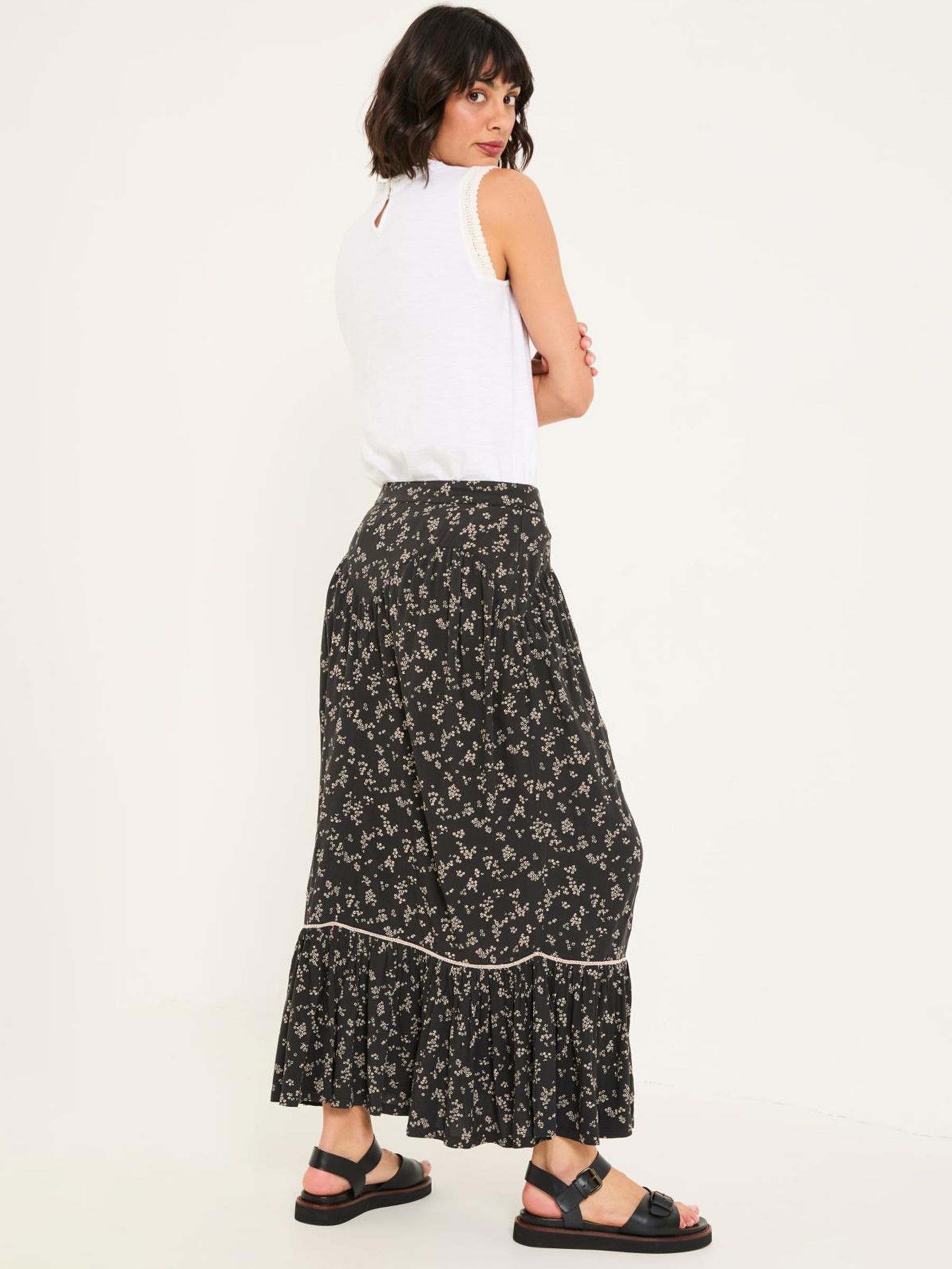 Aurielle Black Mono Ditsy Maxi Skirt - Image 3 of 7