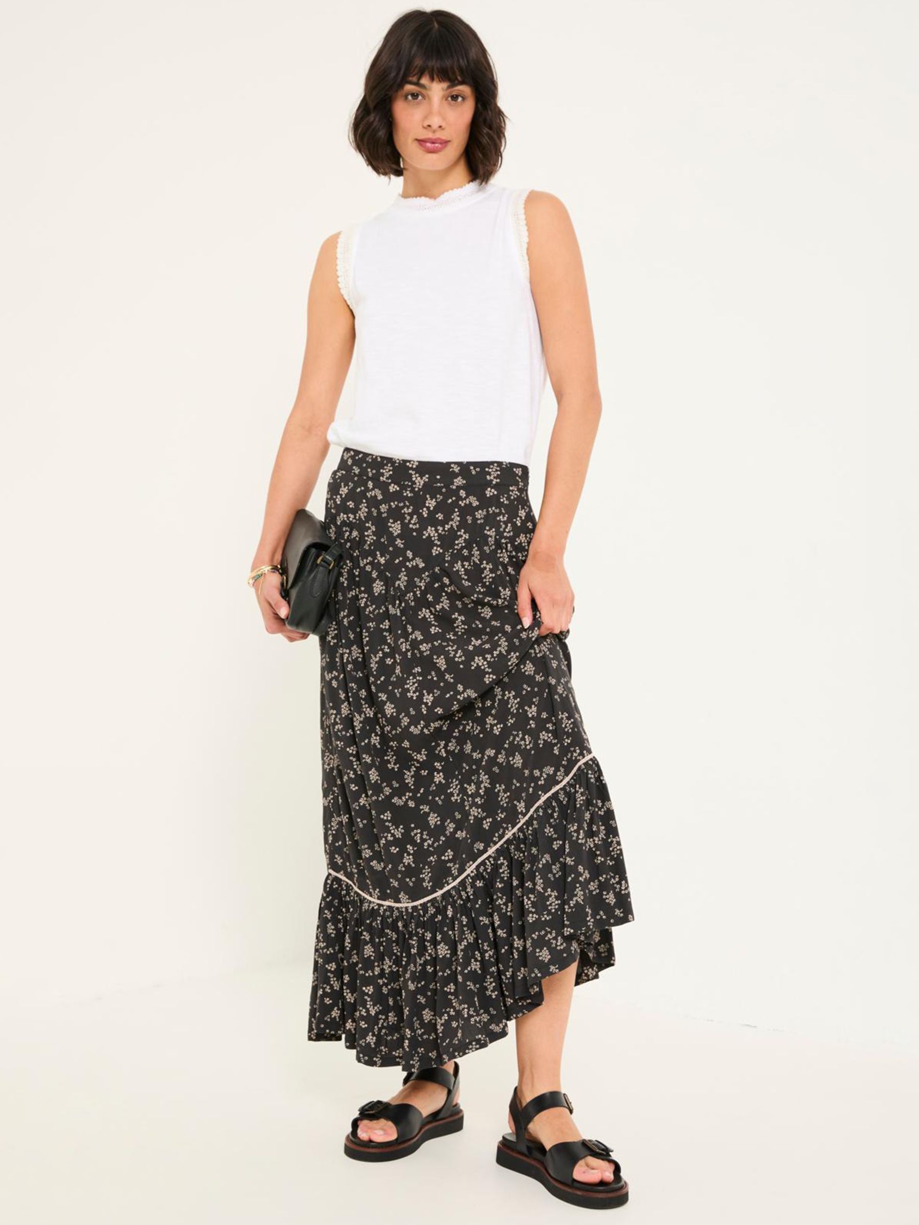 Aurielle Black Mono Ditsy Maxi Skirt - Image 4 of 7