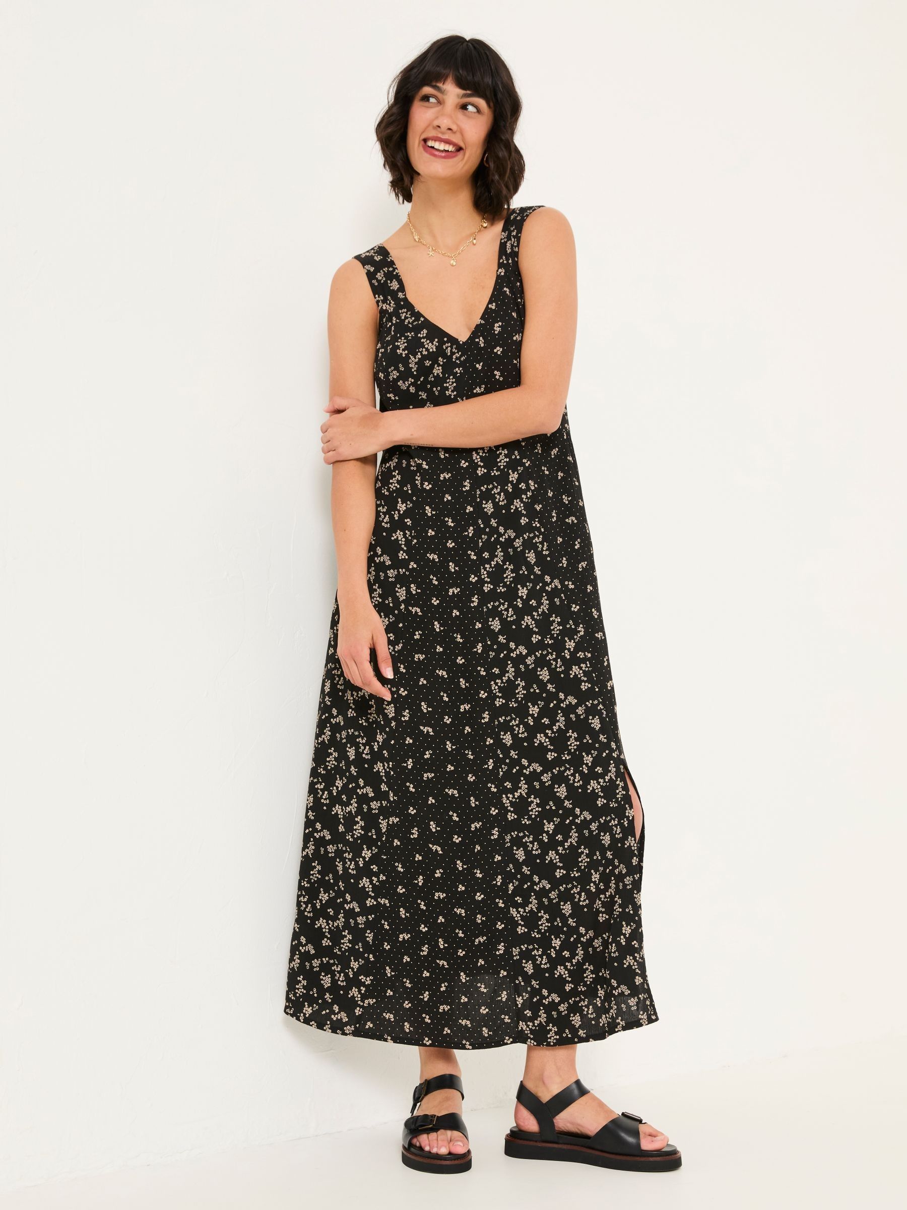 Mono Ditsy Midi Dress