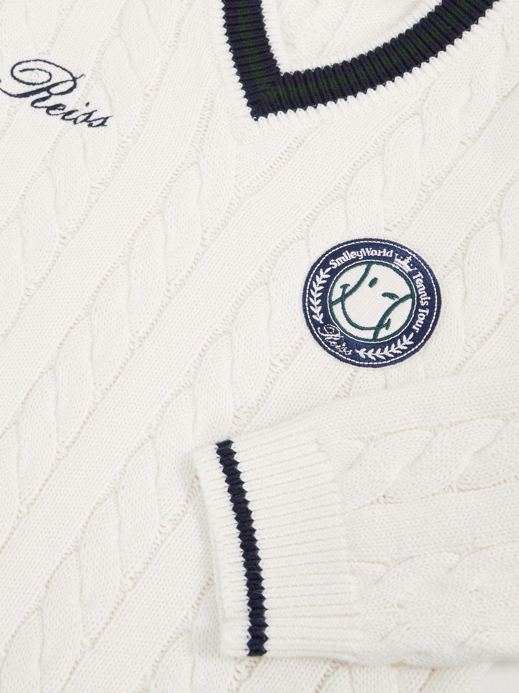9-13 yrs SmileyWorld | Reiss Cable-Knit Jumper Unisex Fit in Off White - Image 5 of 5