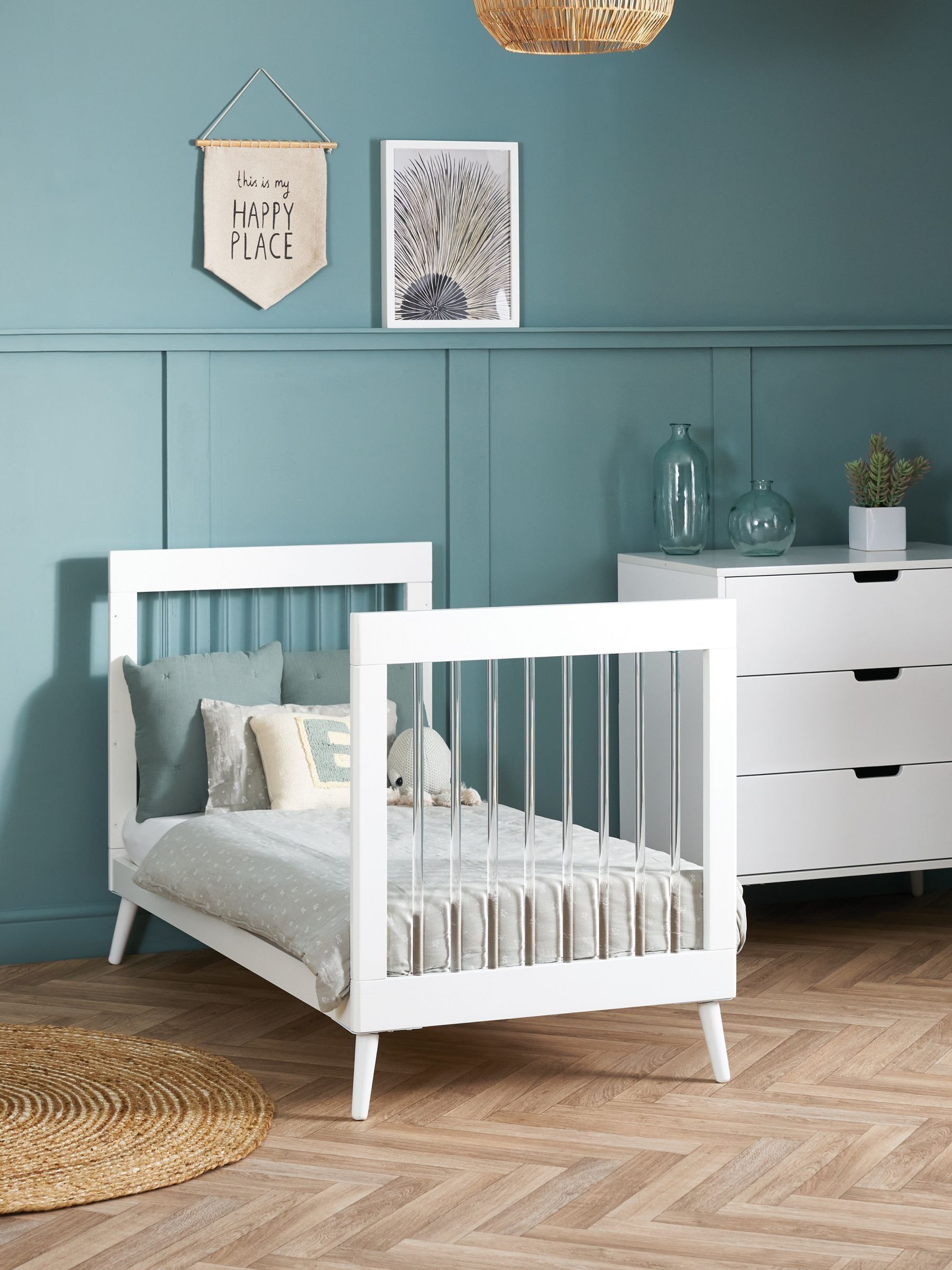 Obaby White With Acrylic Maya 3 Piece Nursery Furniture Set - Image 3 of 12