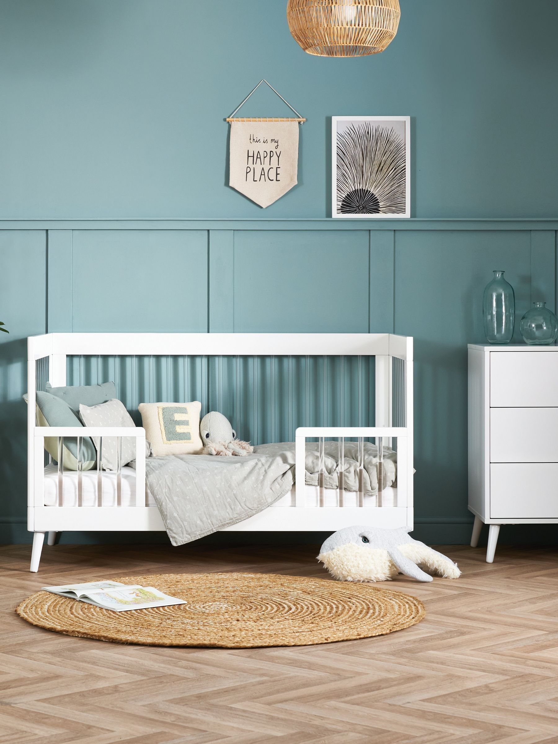 Obaby White With Acrylic Maya 3 Piece Nursery Furniture Set - Image 4 of 12