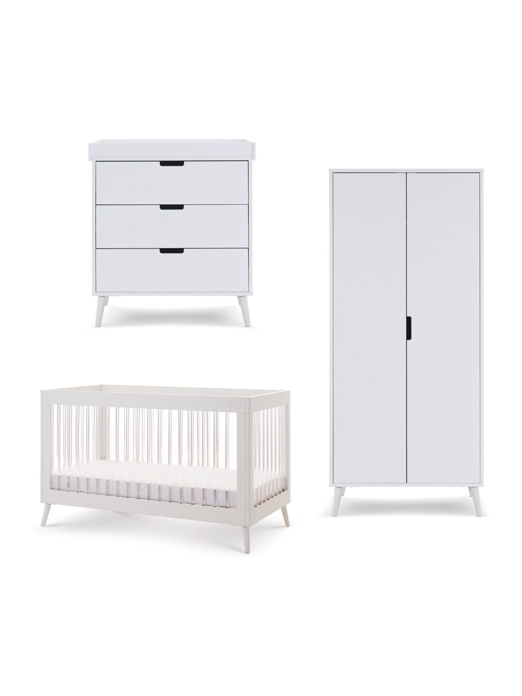 Obaby White With Acrylic Maya 3 Piece Nursery Furniture Set - Image 5 of 12