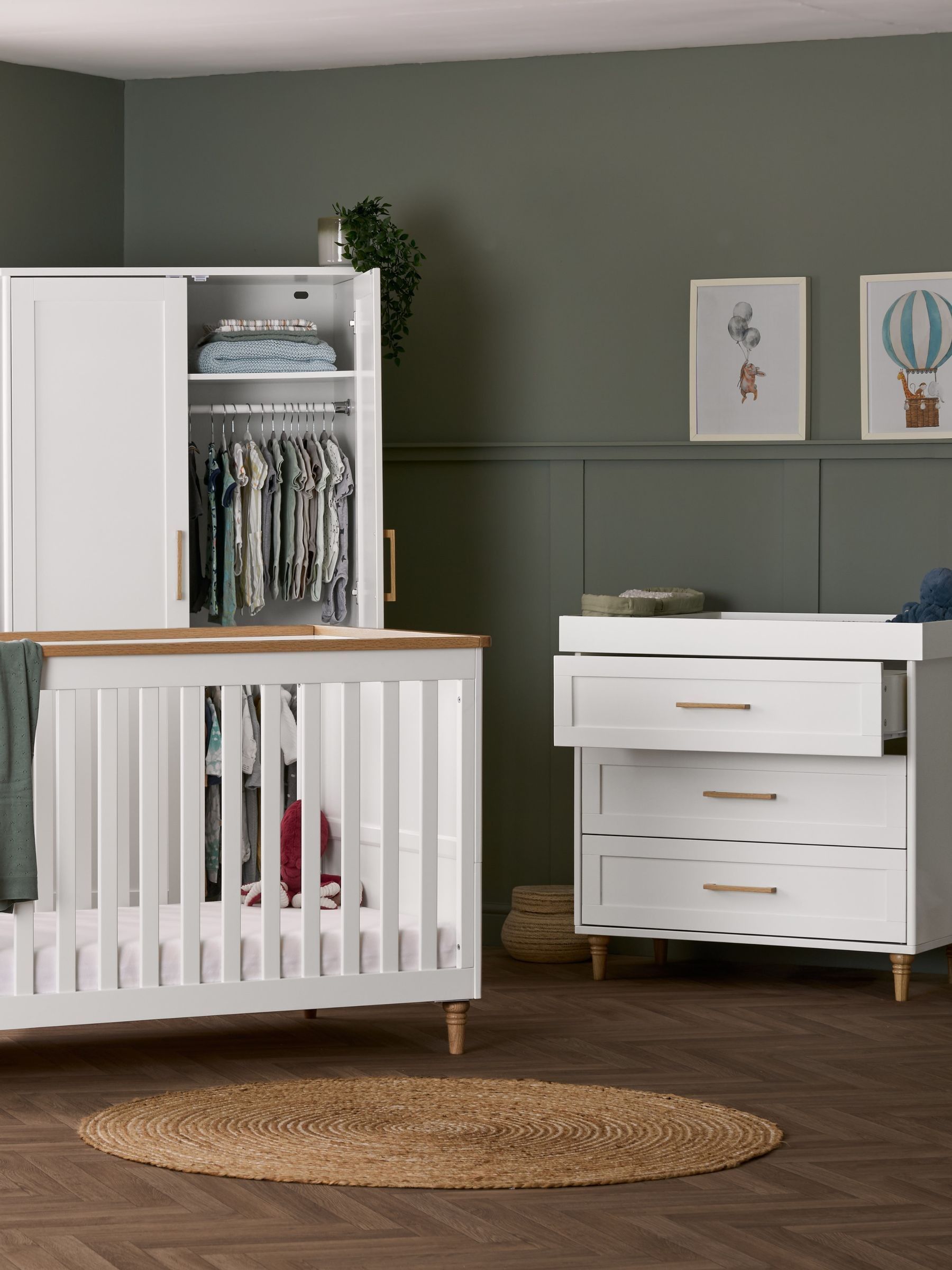 Obaby White with Natural Orla 3 Piece Nursery Furniture Set - Image 1 of 11