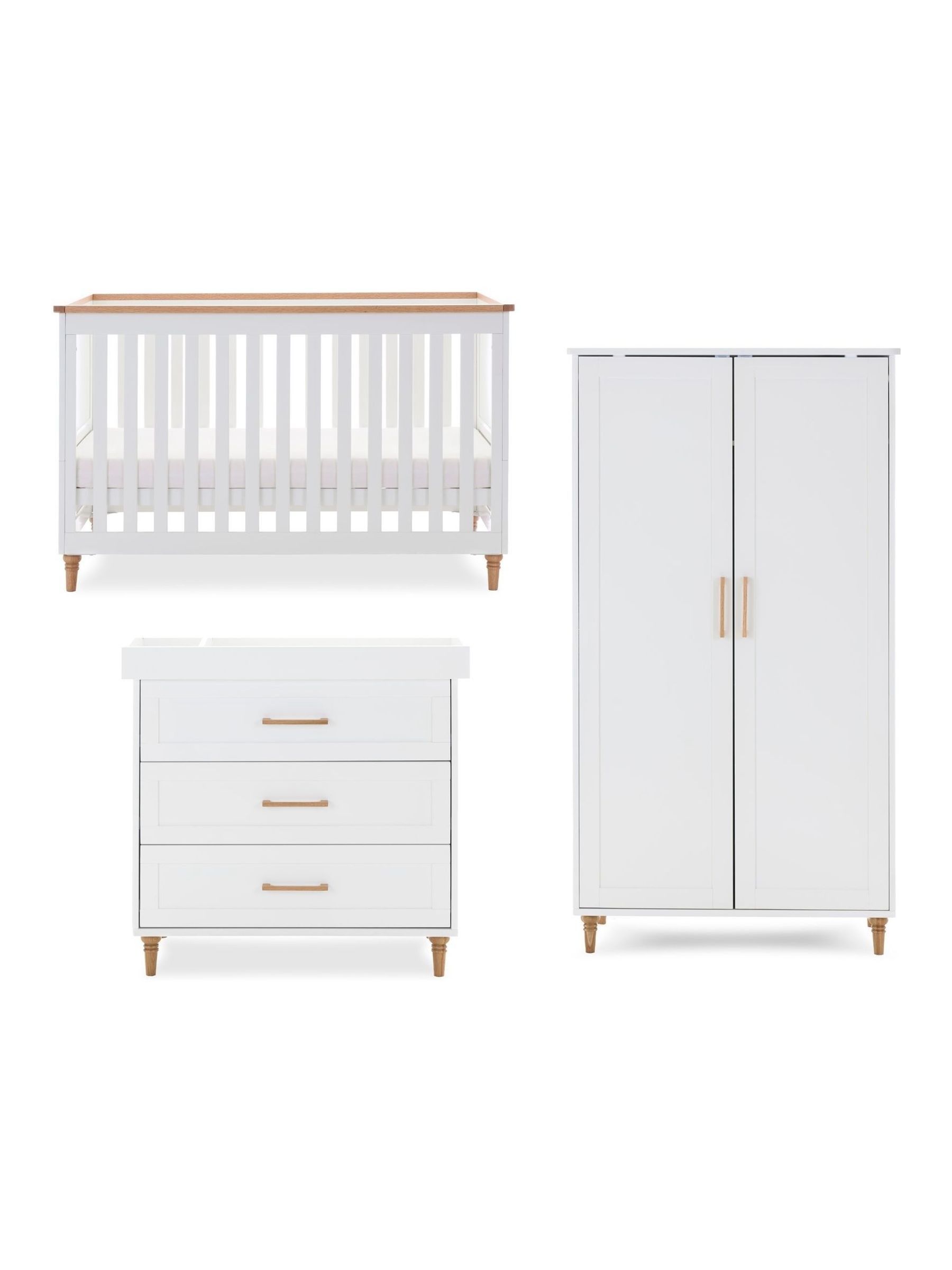 Obaby White with Natural Orla 3 Piece Nursery Furniture Set - Image 3 of 11