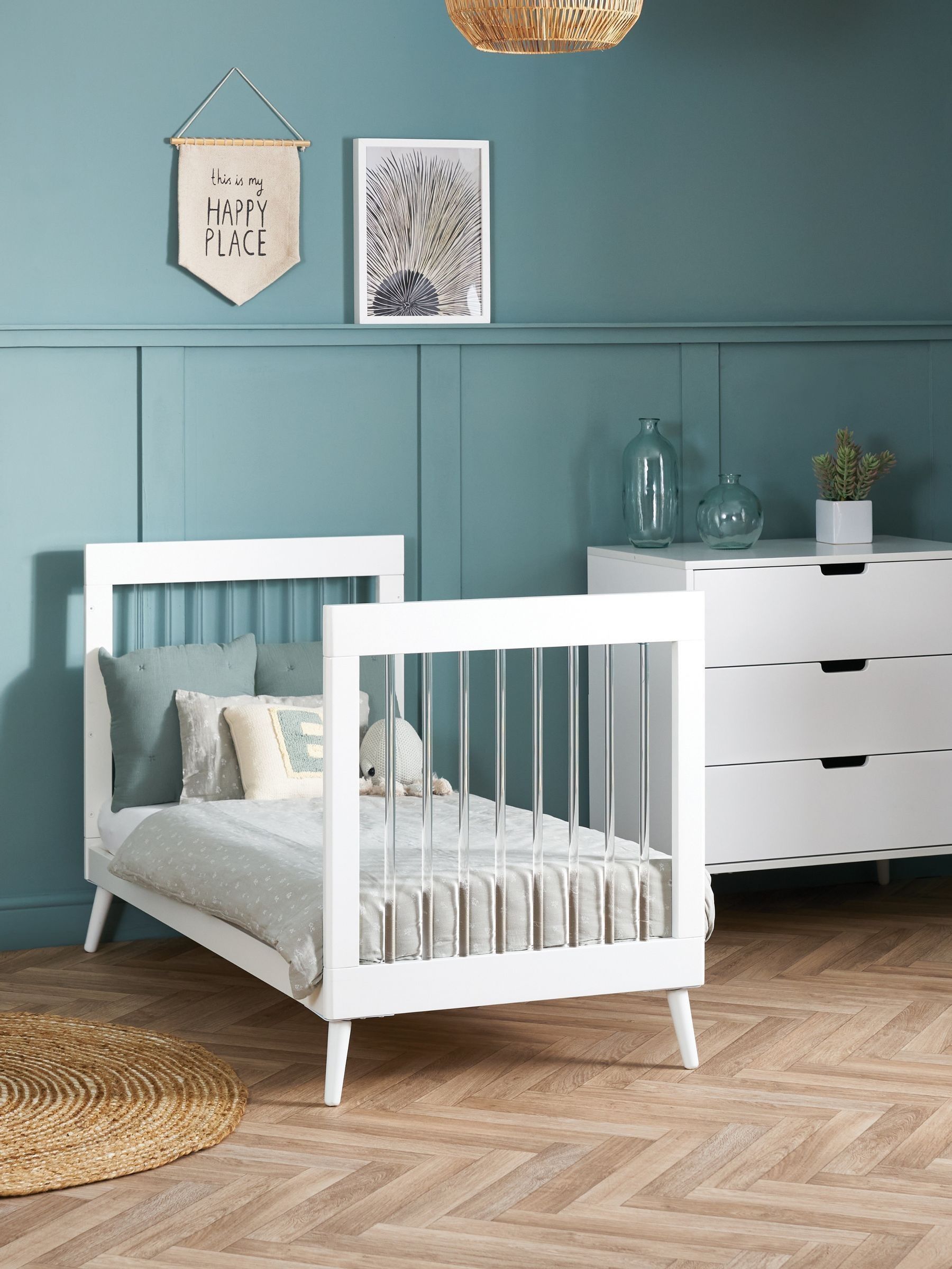 Obaby White with Acrylic Maya 2 Piece Nursery Furniture Set - Image 3 of 11