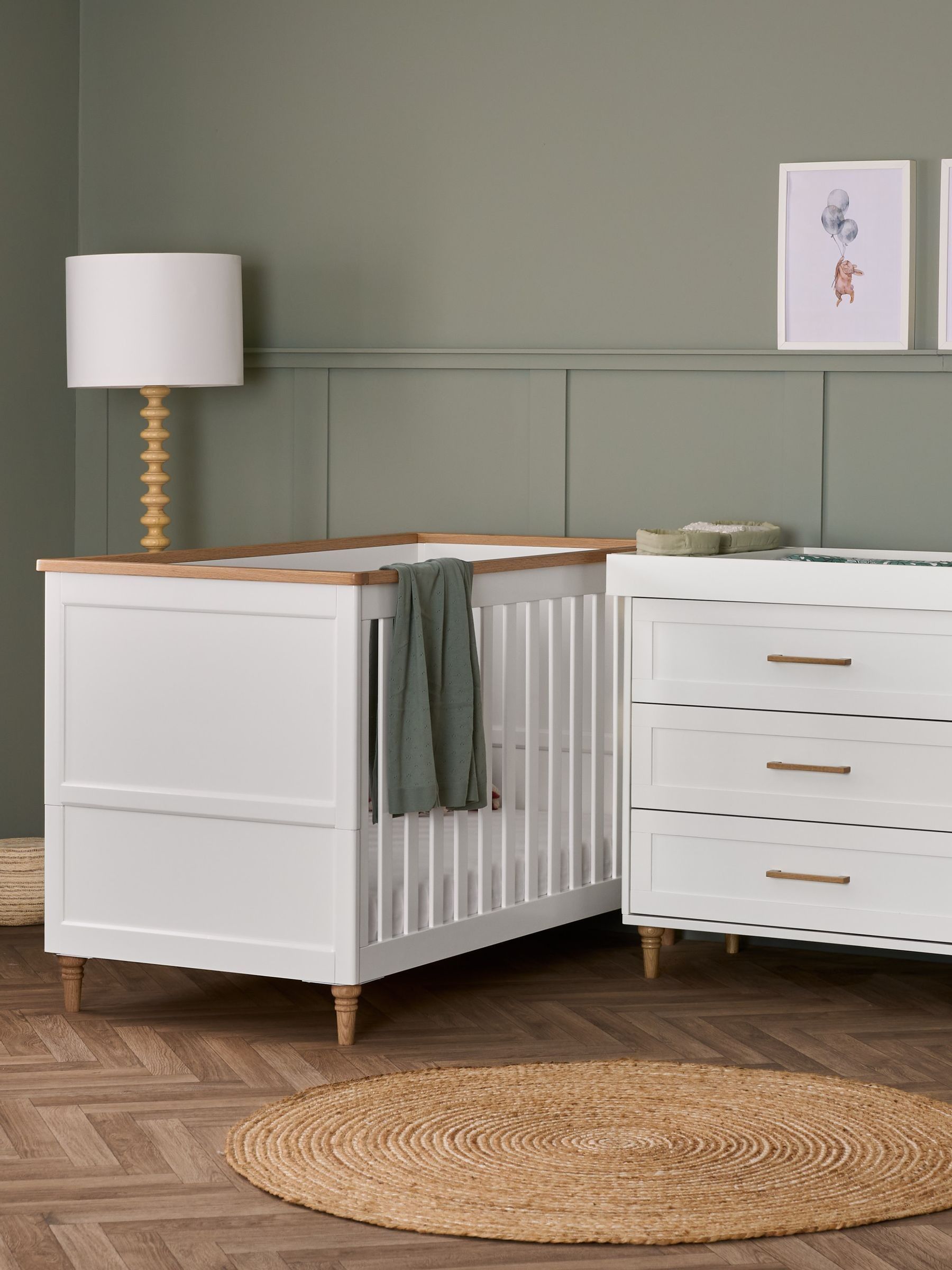 Obaby White with Natural Orla 2 Piece Nursery Furniture Set - Image 1 of 8