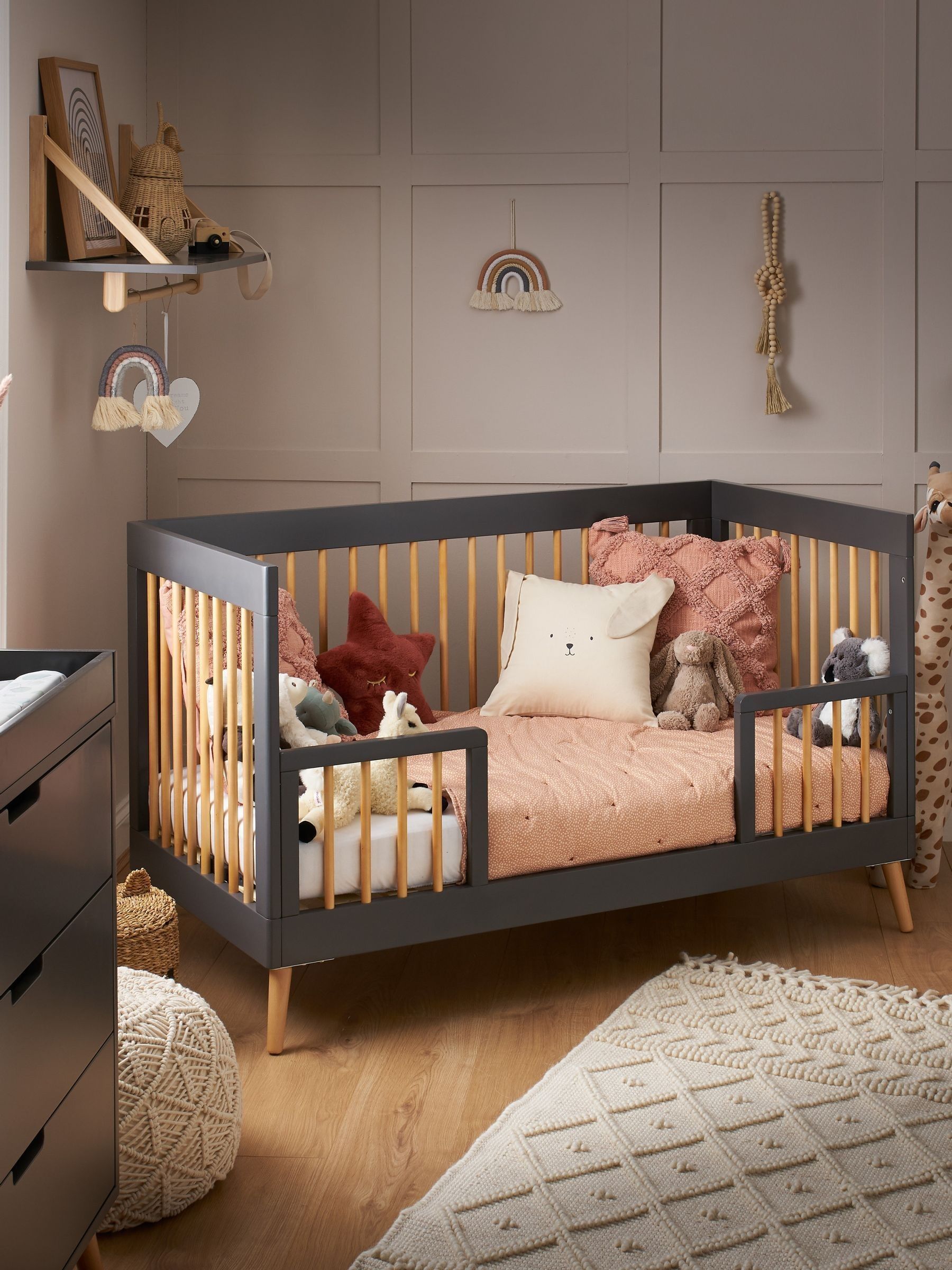Obaby Slate with Natural Maya 3 Piece Nursery Furniture Set - Image 2 of 9