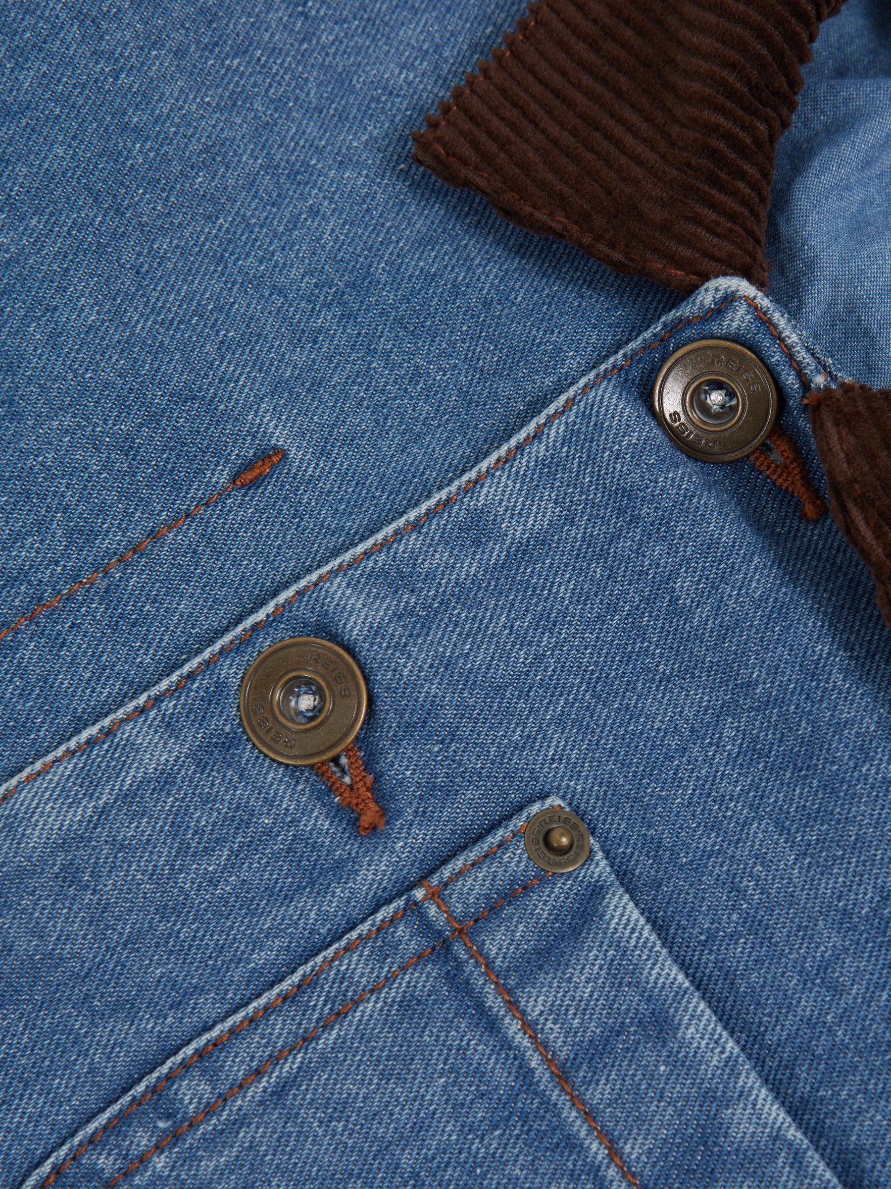 13-14 yrs Corduroy-Collar Denim Jacket in Mid Blue - Image 4 of 4