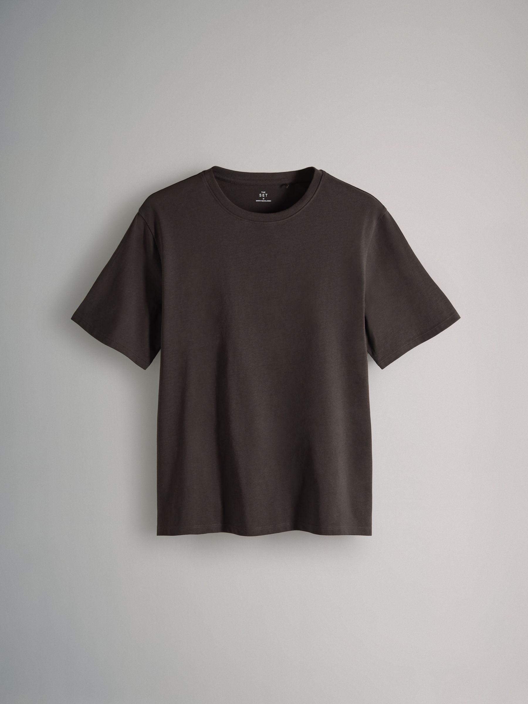 Black/Chocolate Brown/White - 3 Pack Relaxed Short Sleeved 100% Cotton T-Shirts - Image 4 of 6