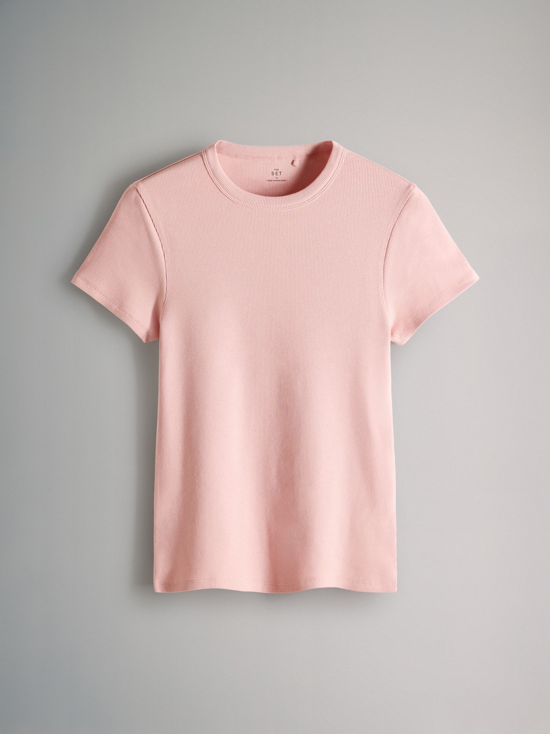 Taupe/Pink/White - 3 Pack Short Sleeve Ribbed T-Shirts - Image 2 of 6
