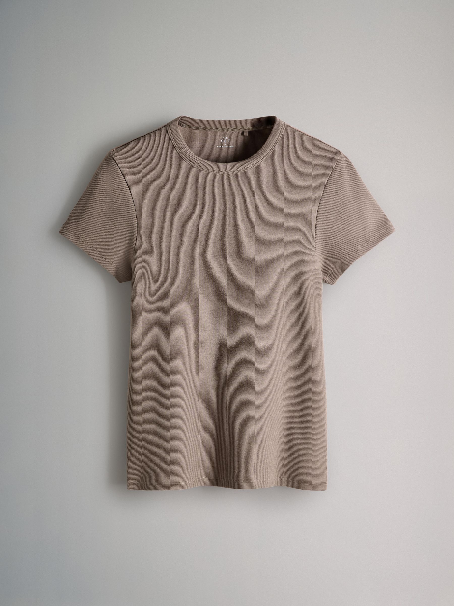 Taupe/Pink/White - 3 Pack Short Sleeve Ribbed T-Shirts - Image 3 of 6
