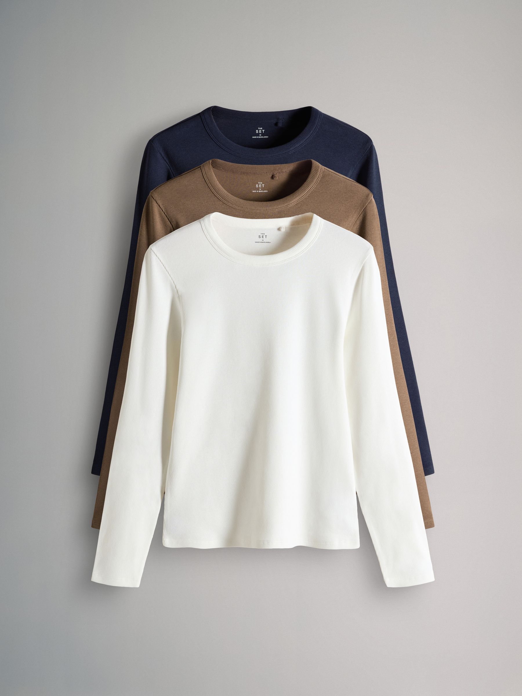 3 Pack Ribbed Long Sleeve T-Shirts - Image 1 of 6 3 Pack Ribbed Long Sleeve T-Shirts - Image 1 of 6