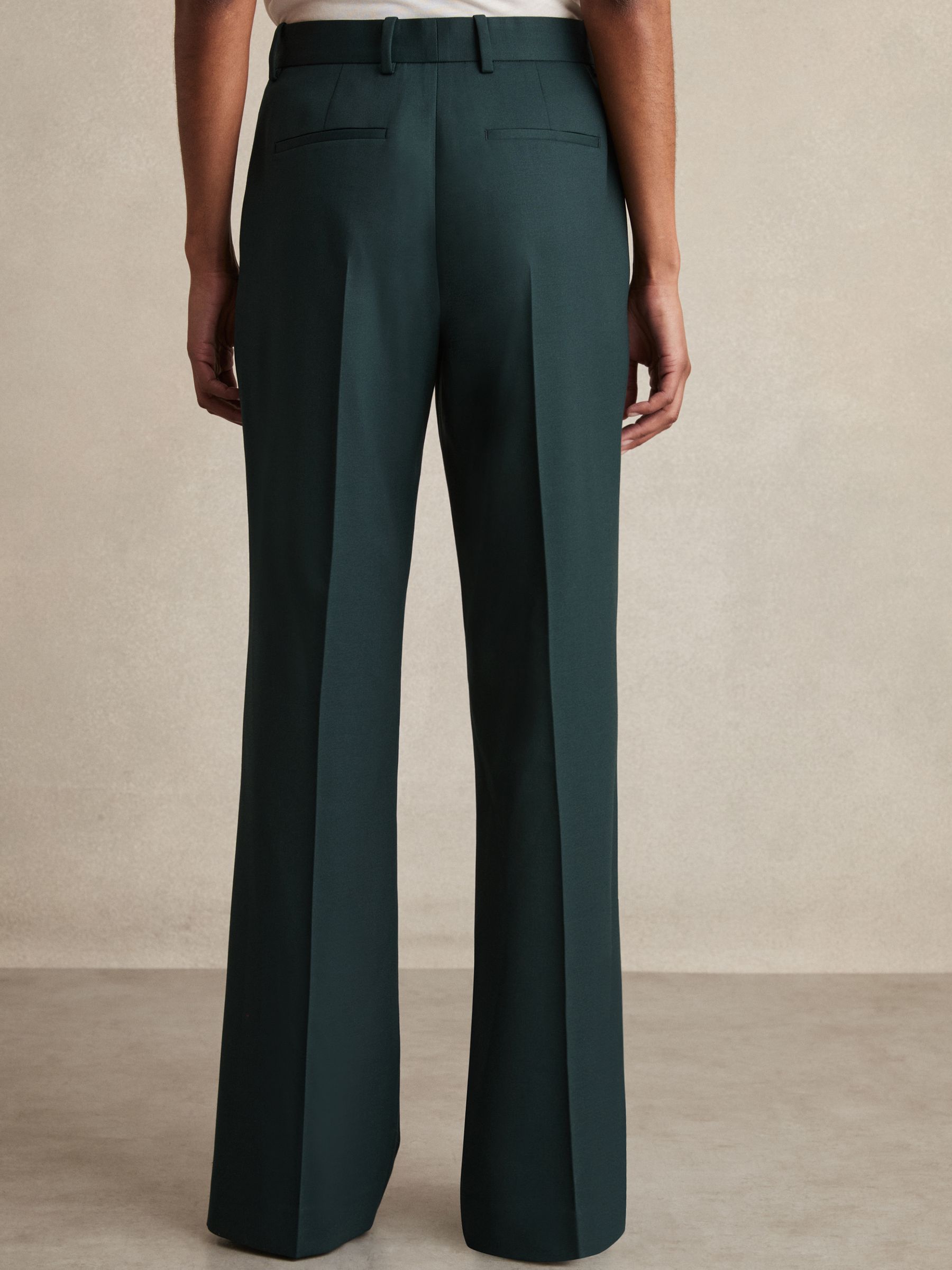 Wool-Blend Wide-Leg Suit Trousers in Green - Image 4 of 6