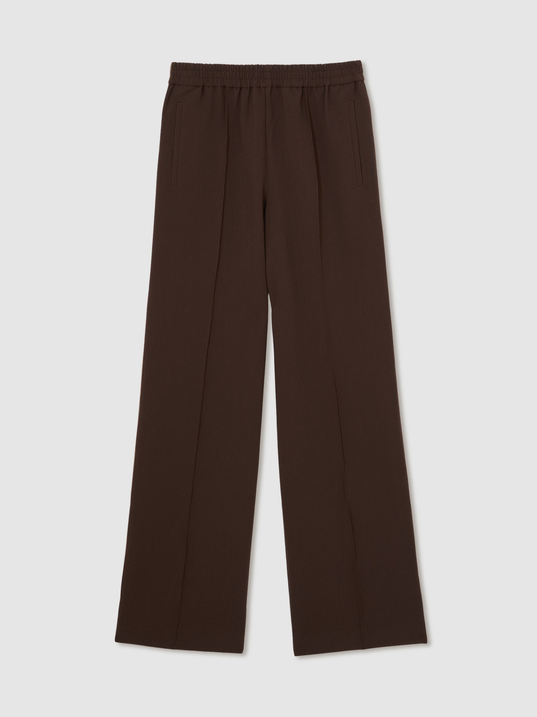 Side-Stripe Wide-Leg Trousers in Chocolate Brown - Image 2 of 5