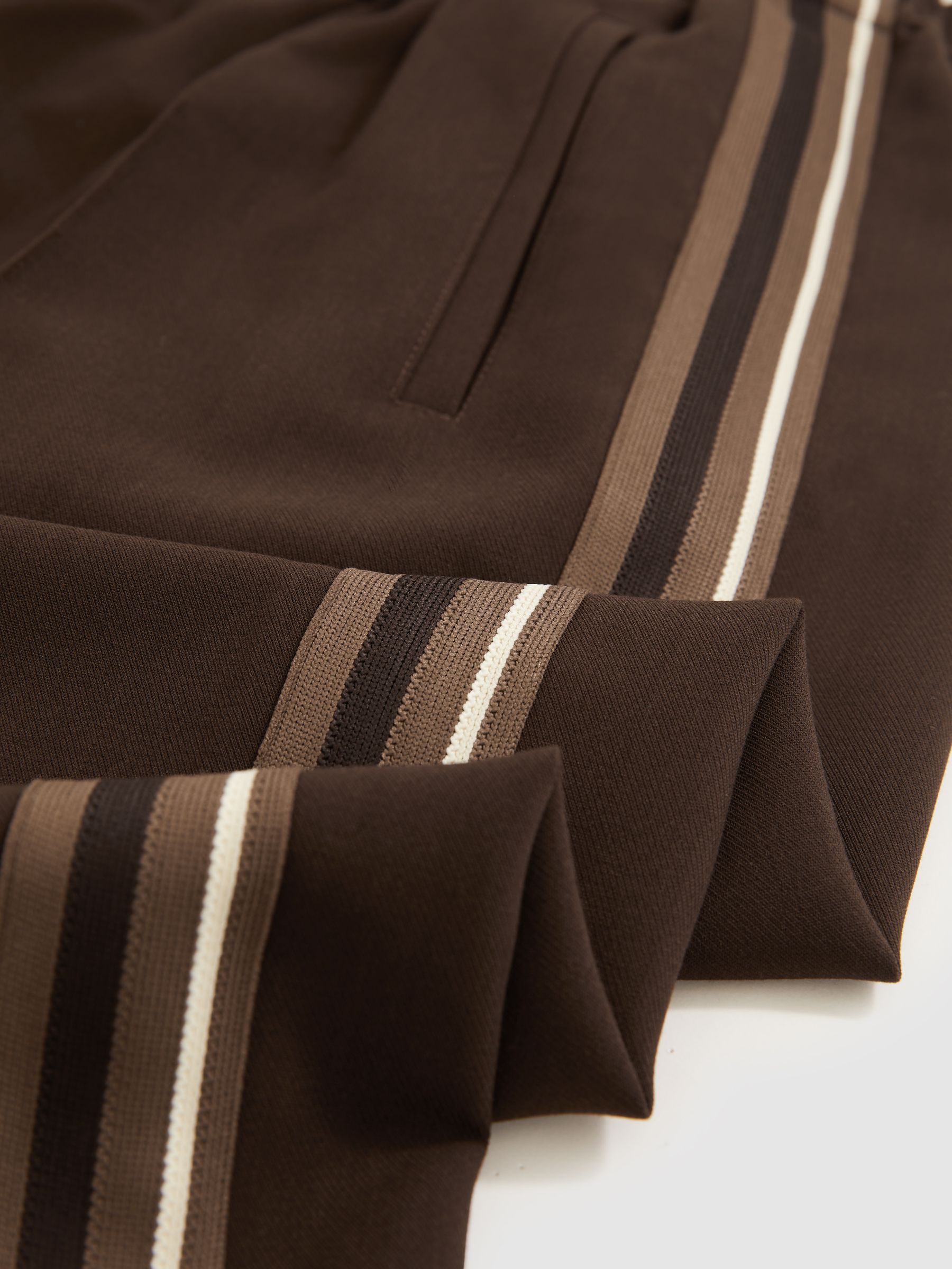 Side-Stripe Wide-Leg Trousers in Chocolate Brown - Image 5 of 5