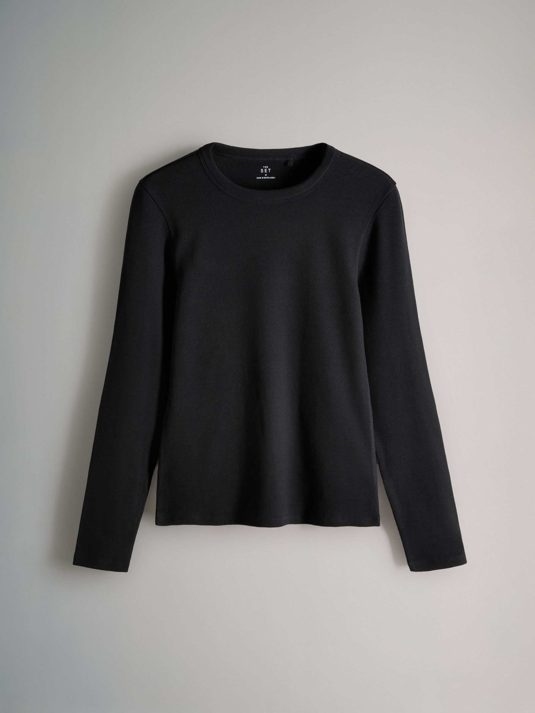 Black/Chocolate/Cream - 3 Pack Long Sleeve Ribbed T-Shirts - Image 3 of 6