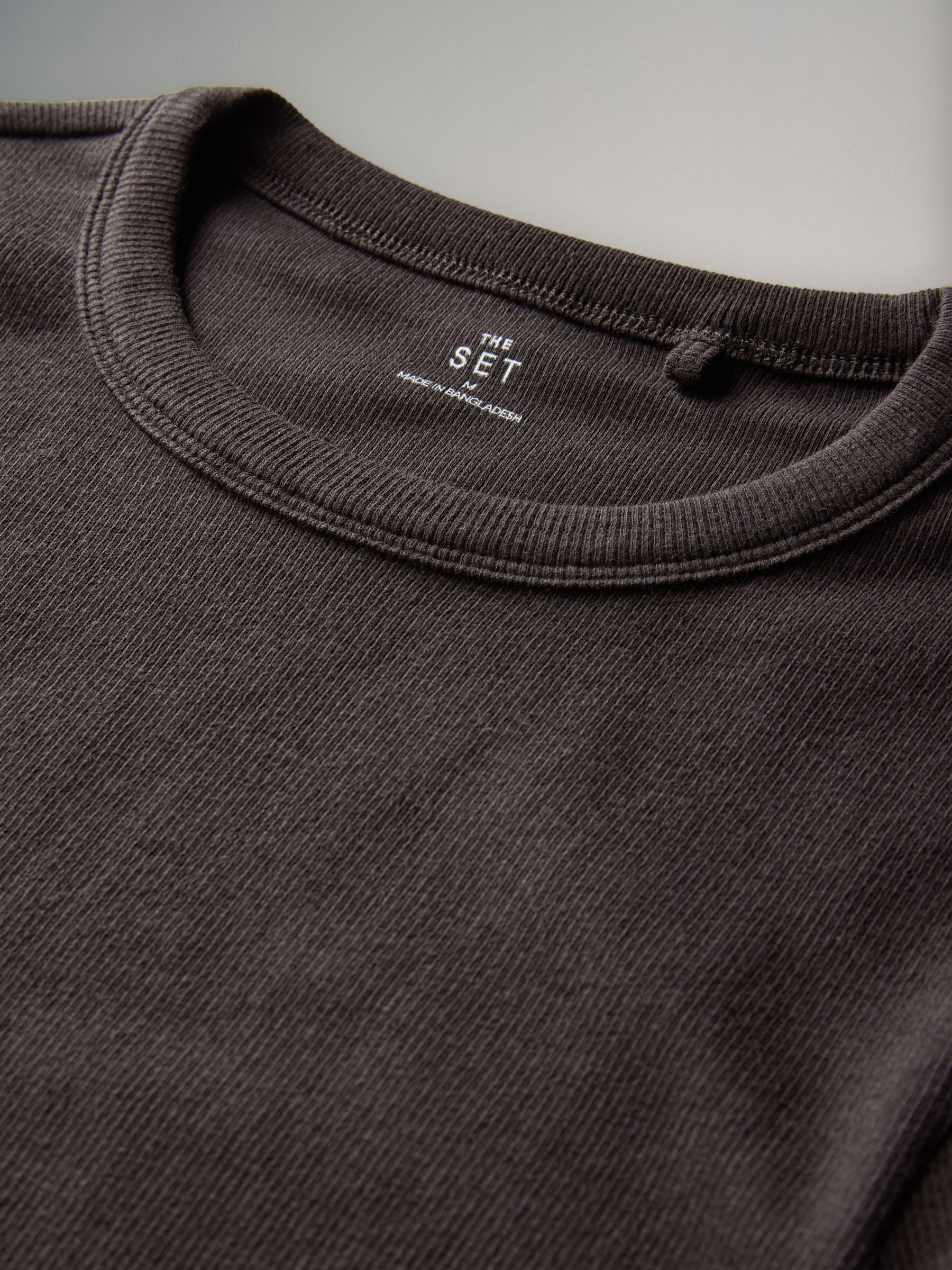 Black/Chocolate/Cream - 3 Pack Long Sleeve Ribbed T-Shirts - Image 5 of 6