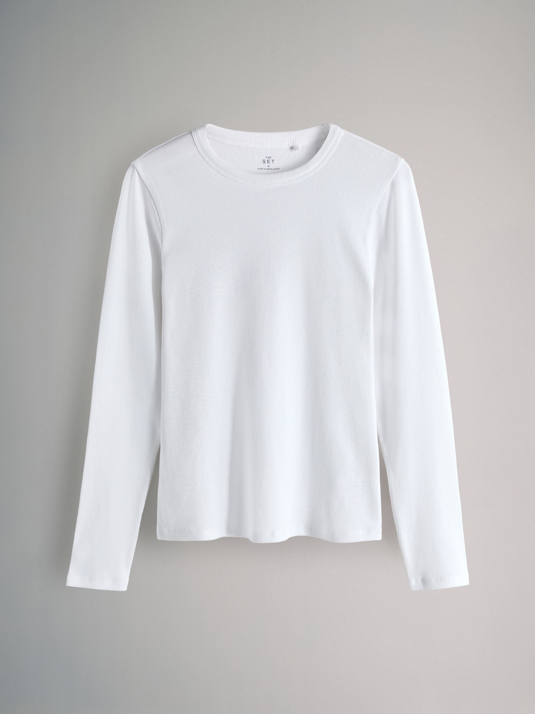 Black/Charcoal Grey/Light Grey Marl/White - 4 Pack Long Sleeve Ribbed T-Shirts - Image 4 of 7