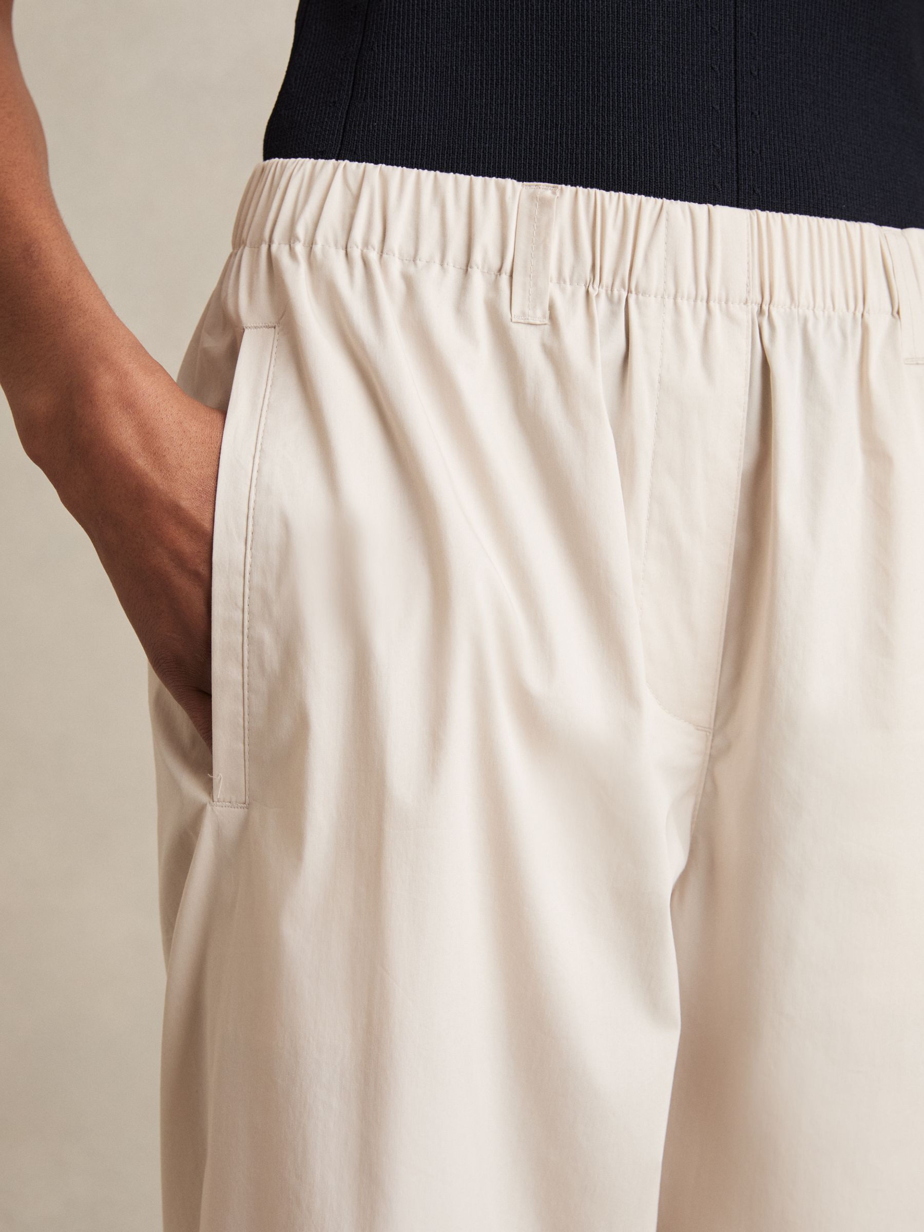 Cotton-Blend Cropped Tapered Trousers in Stone - Image 4 of 6