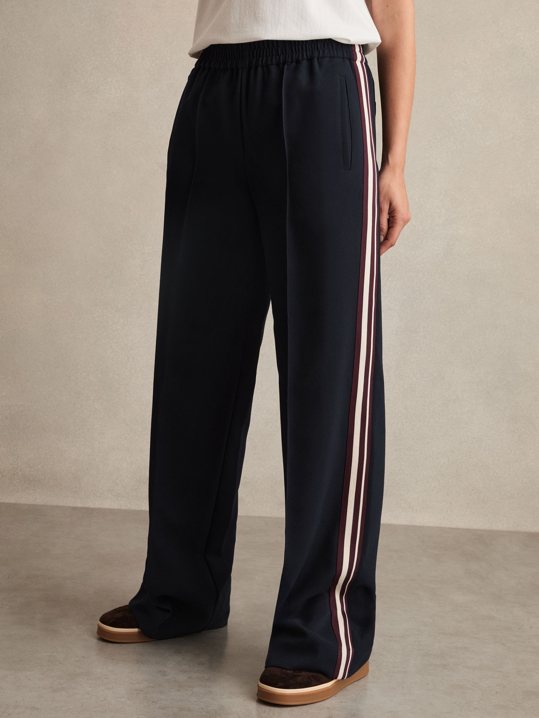 Petite Side-Stripe Wide-Leg Trousers in Navy - Image 3 of 7