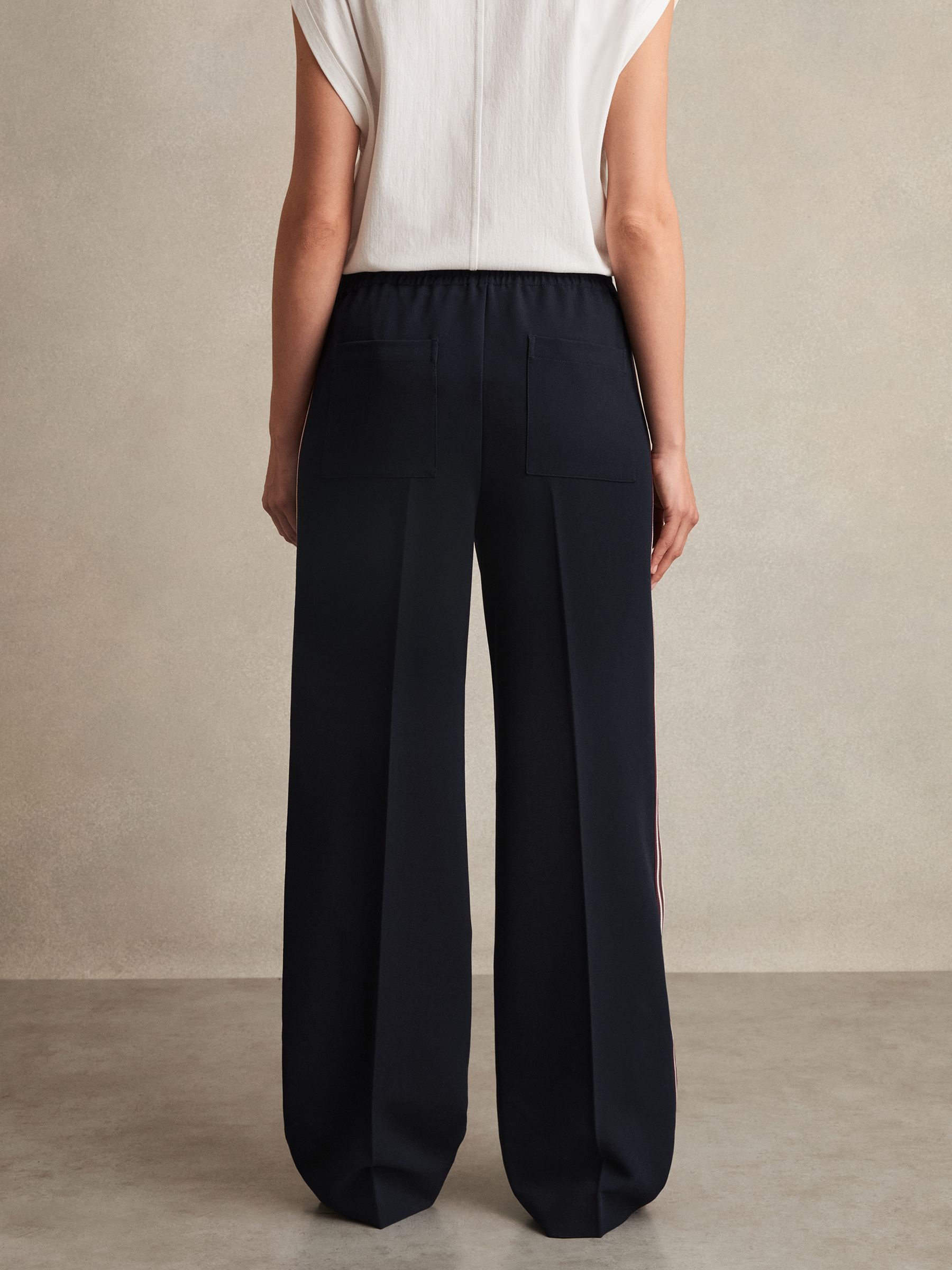 Side-Stripe Wide-Leg Trousers in Navy - image 5