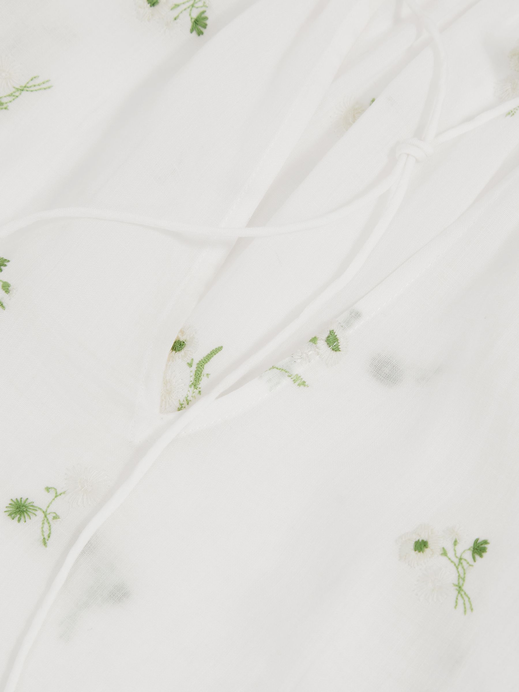 Floral-Embroidered Tie-Neck Blouse Ramie-Lyocell in Ivory - Image 6 of 6