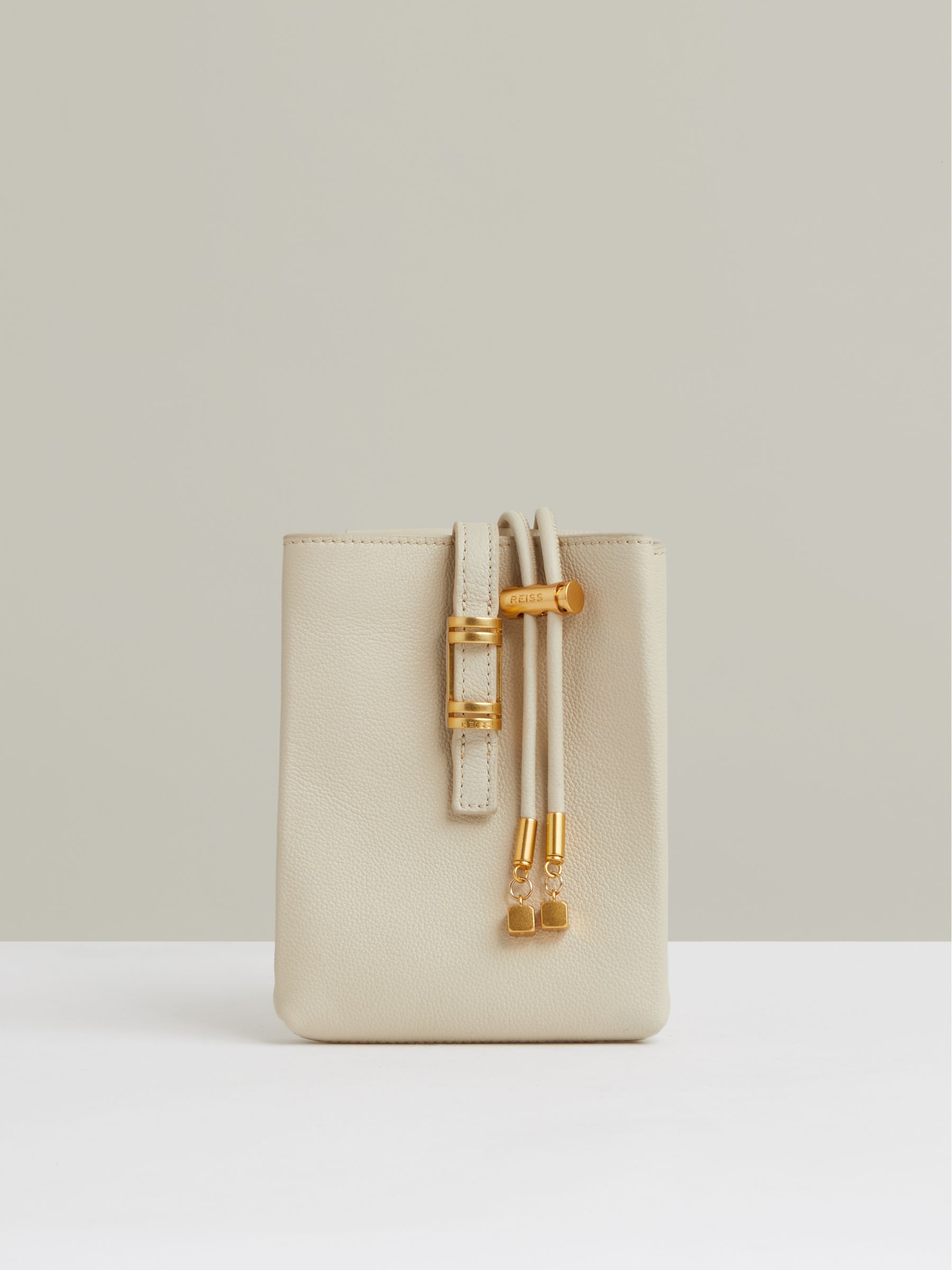 Leather Phone Holder in Off White - Image 1 of 5