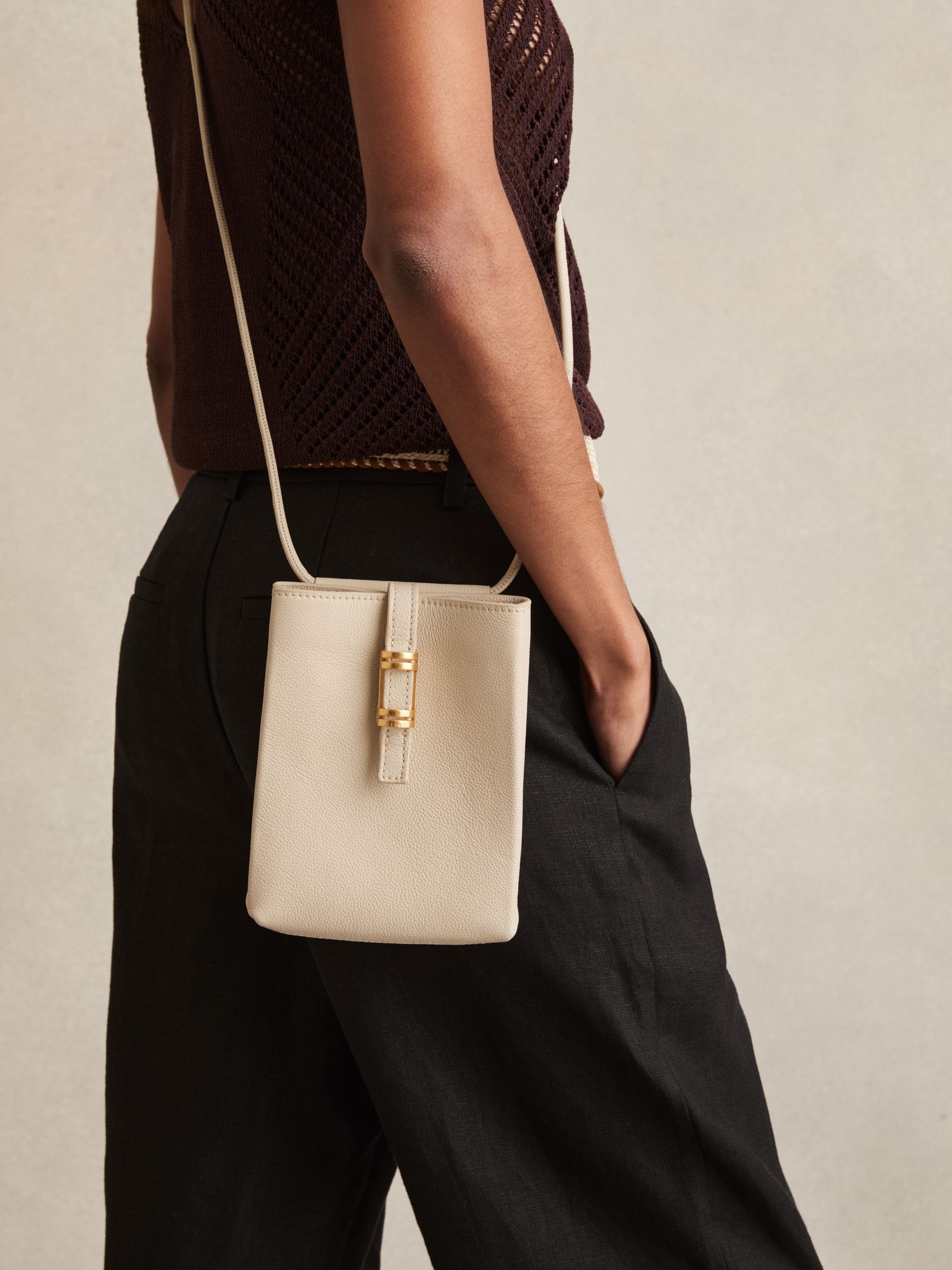 Leather Phone Holder in Off White - Image 2 of 5