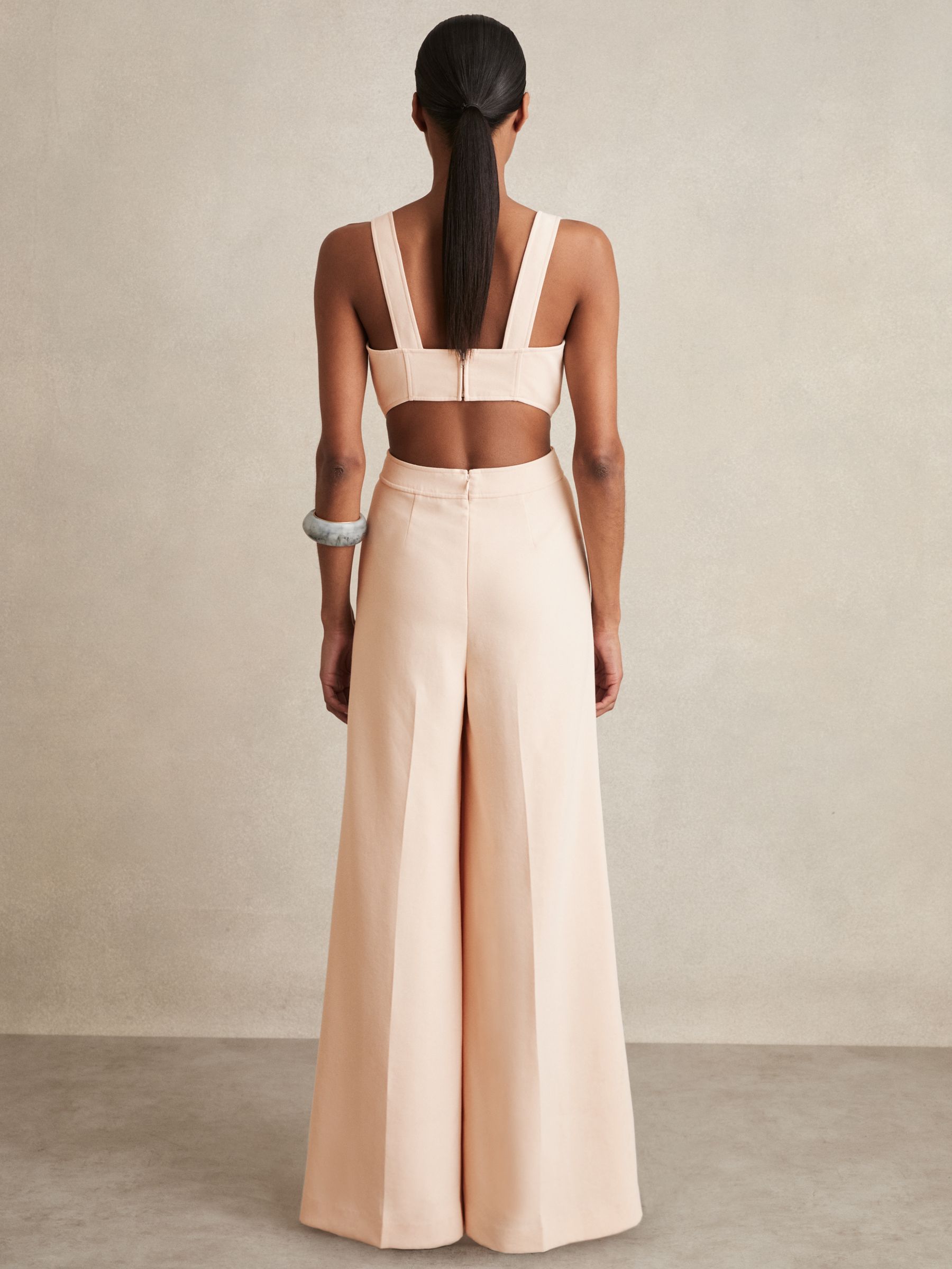 Wide-Leg Cut-Out Jumpsuit in Pale Pink - Image 5 of 6