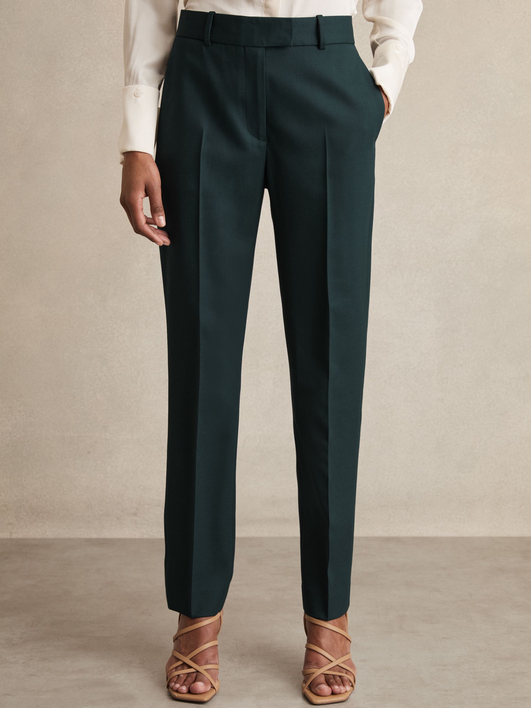 Petite Wool-Blend Slim-Fit Suit Trousers in Green - Image 3 of 8