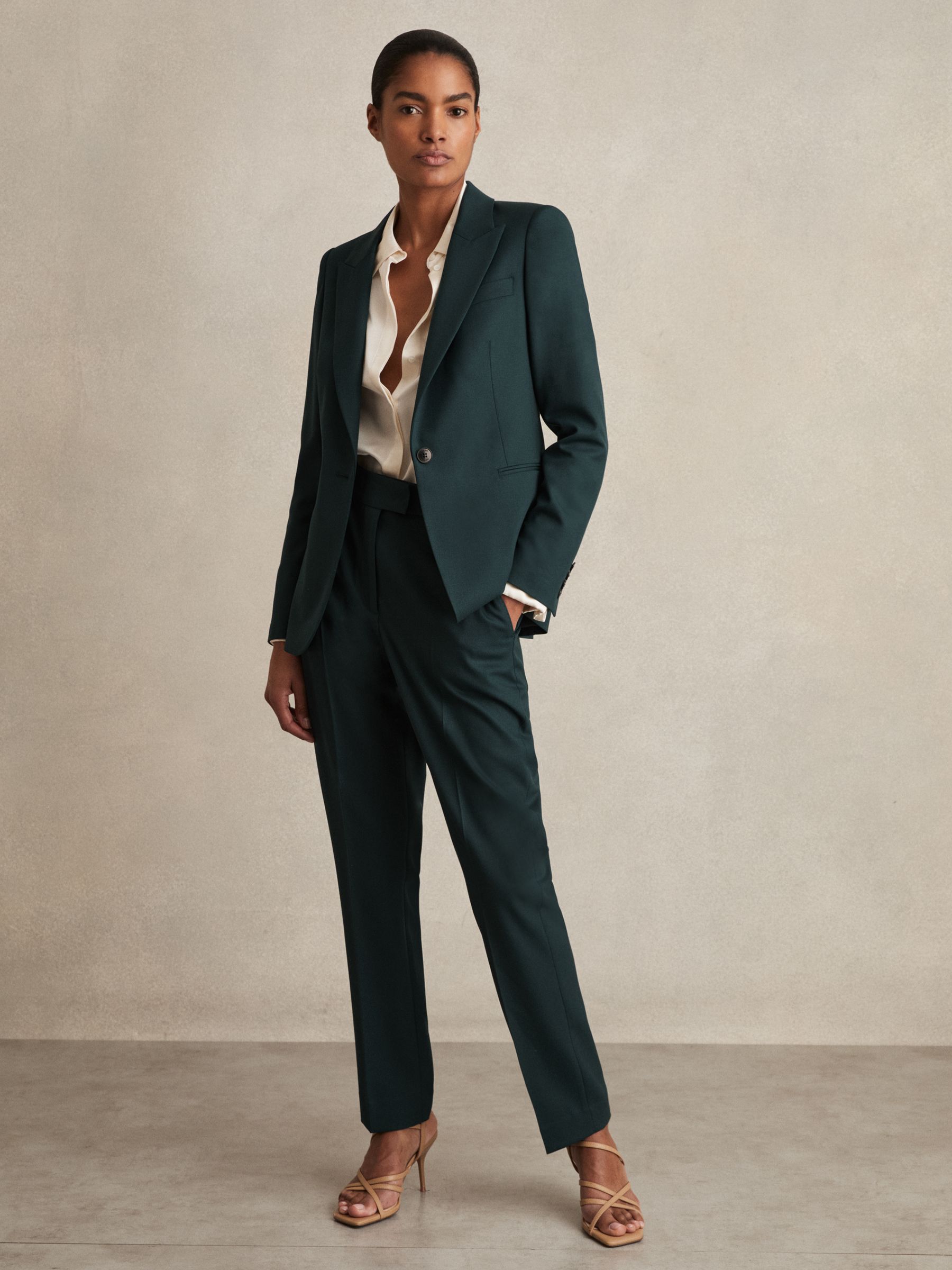 Petite Wool-Blend Slim-Fit Suit Trousers in Green - image 5
