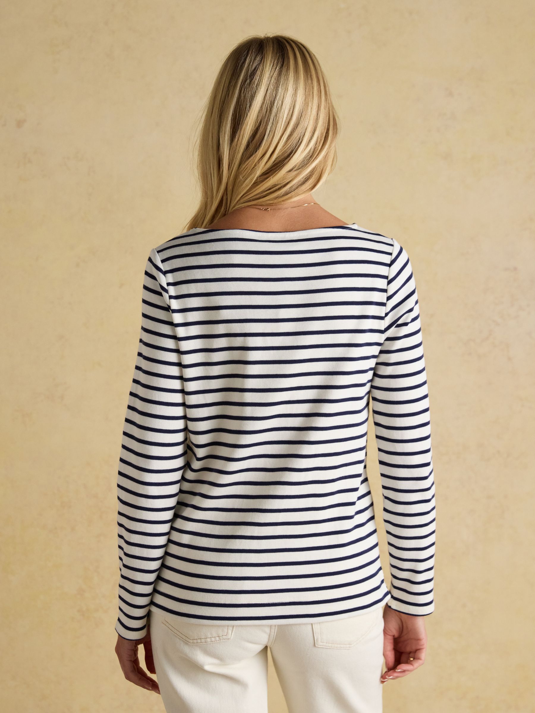 Christmas Harbour Jonty Fox Cream/Navy Boat Neck Breton Top - Image 2 of 6