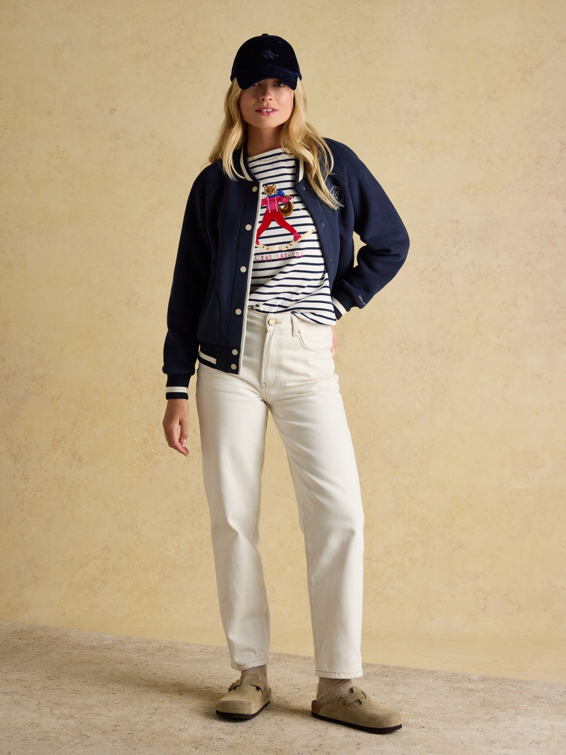 Christmas Harbour Jonty Fox Cream/Navy Boat Neck Breton Top - Image 4 of 6