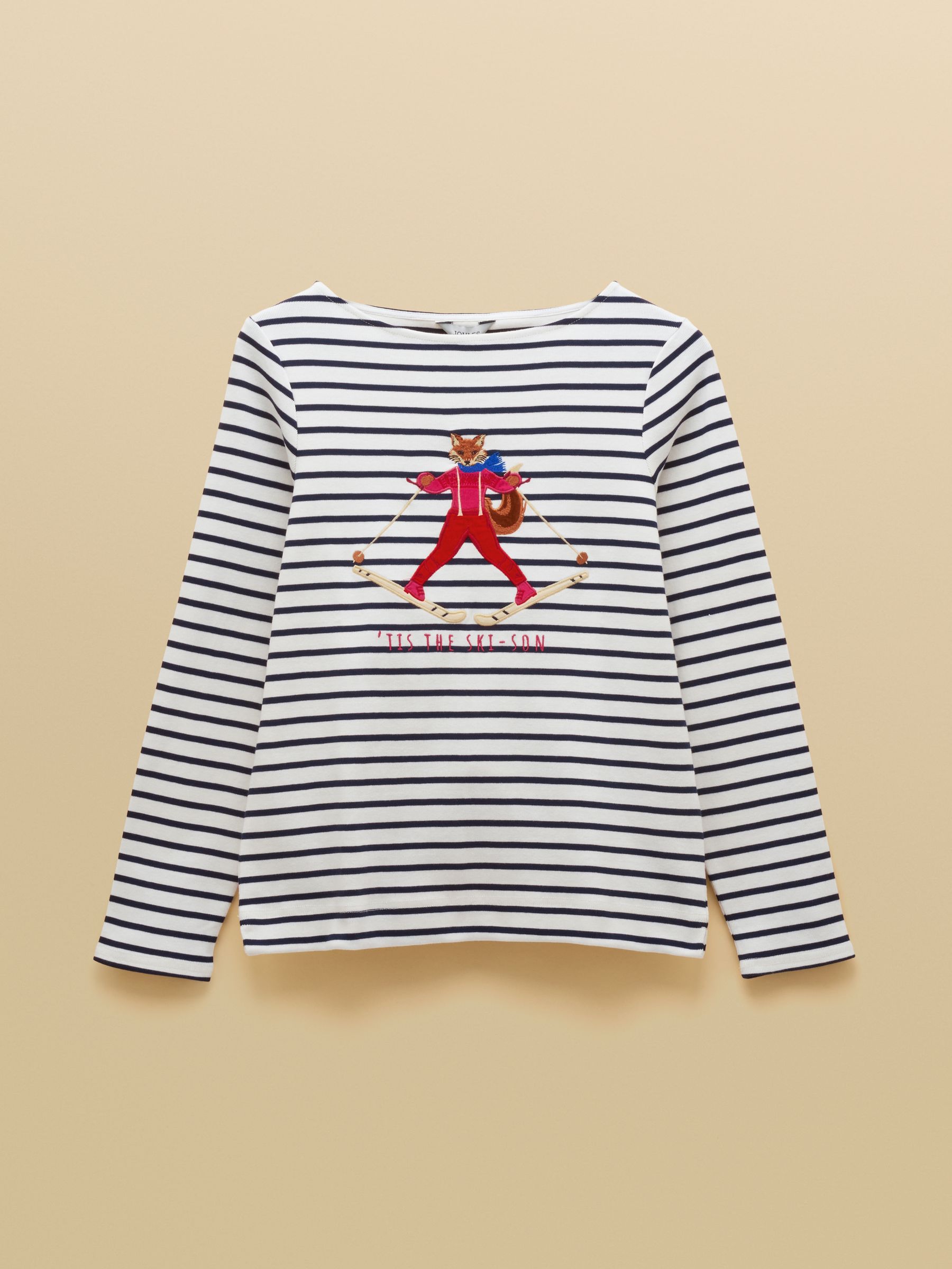 Christmas Harbour Jonty Fox Cream/Navy Boat Neck Breton Top - Image 6 of 6