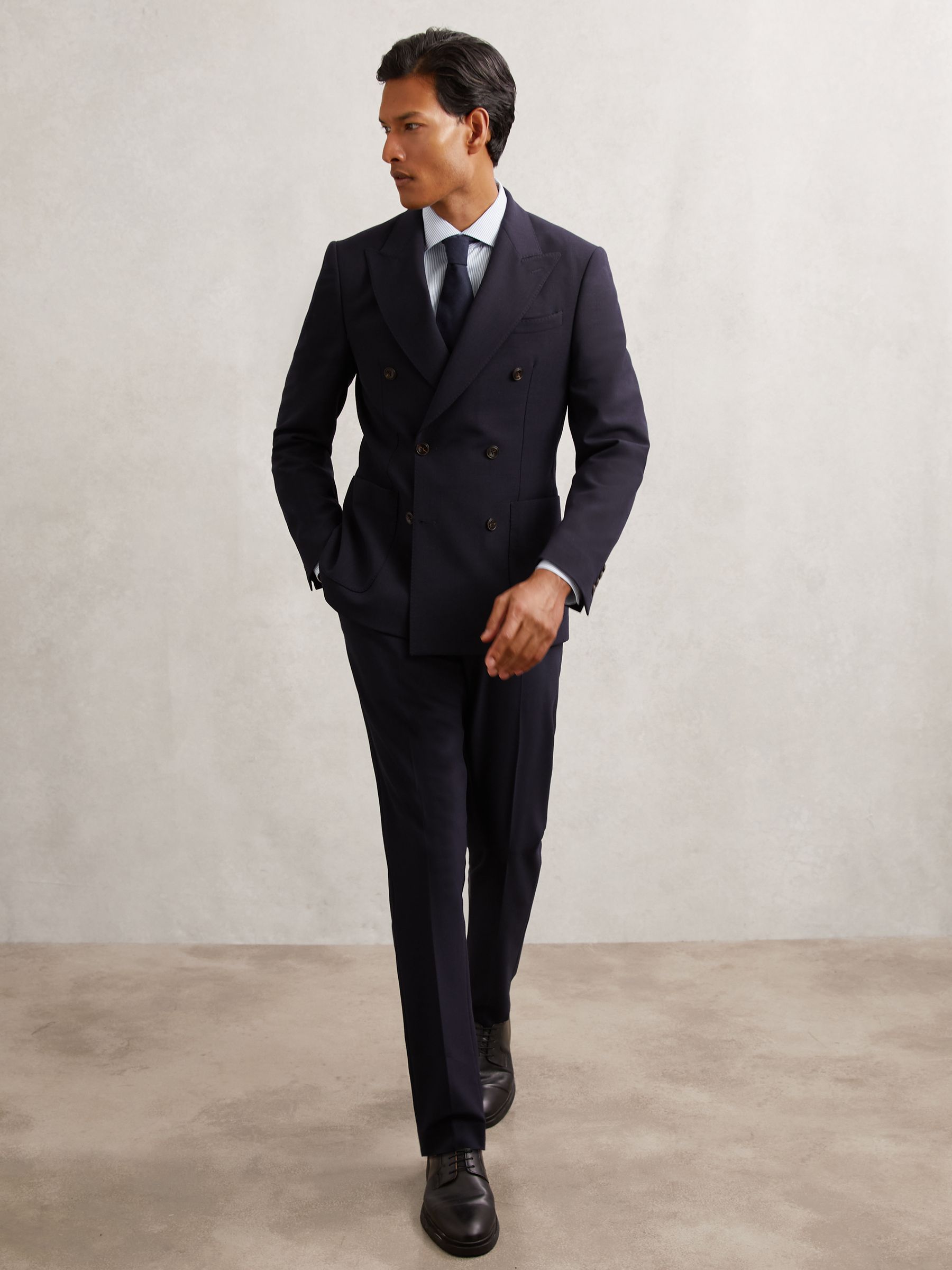 Slim Fit Cotton Sateen Shirt in Blue Stripe - Image 3 of 7
